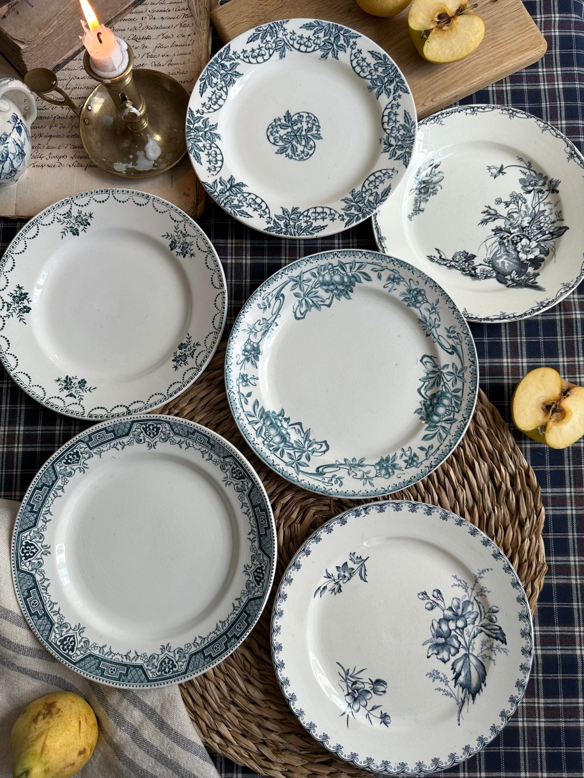 III. Set of 6 mismatched dessert plates