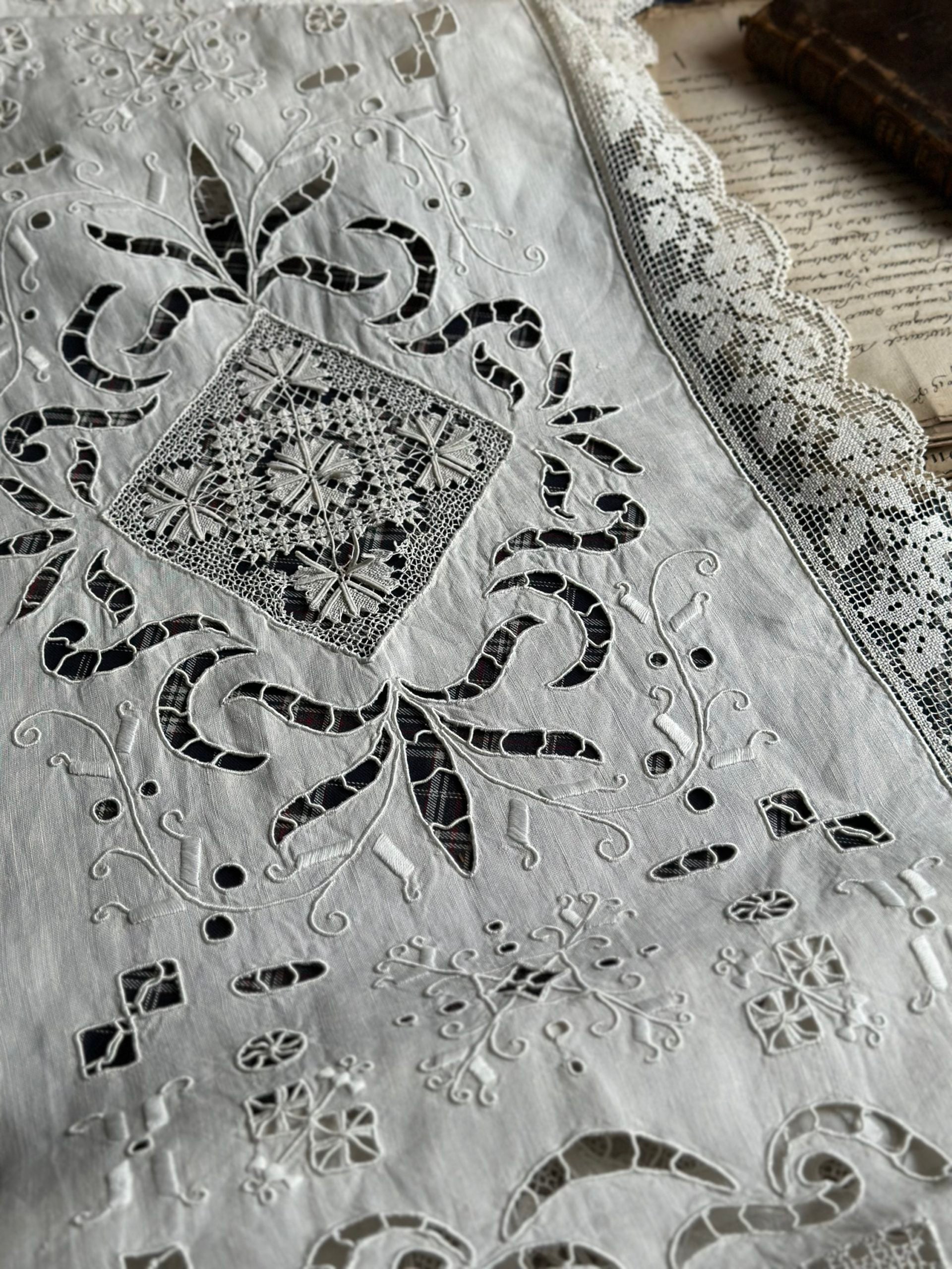 Exceptional antique embroidered piece measuring 2.20m