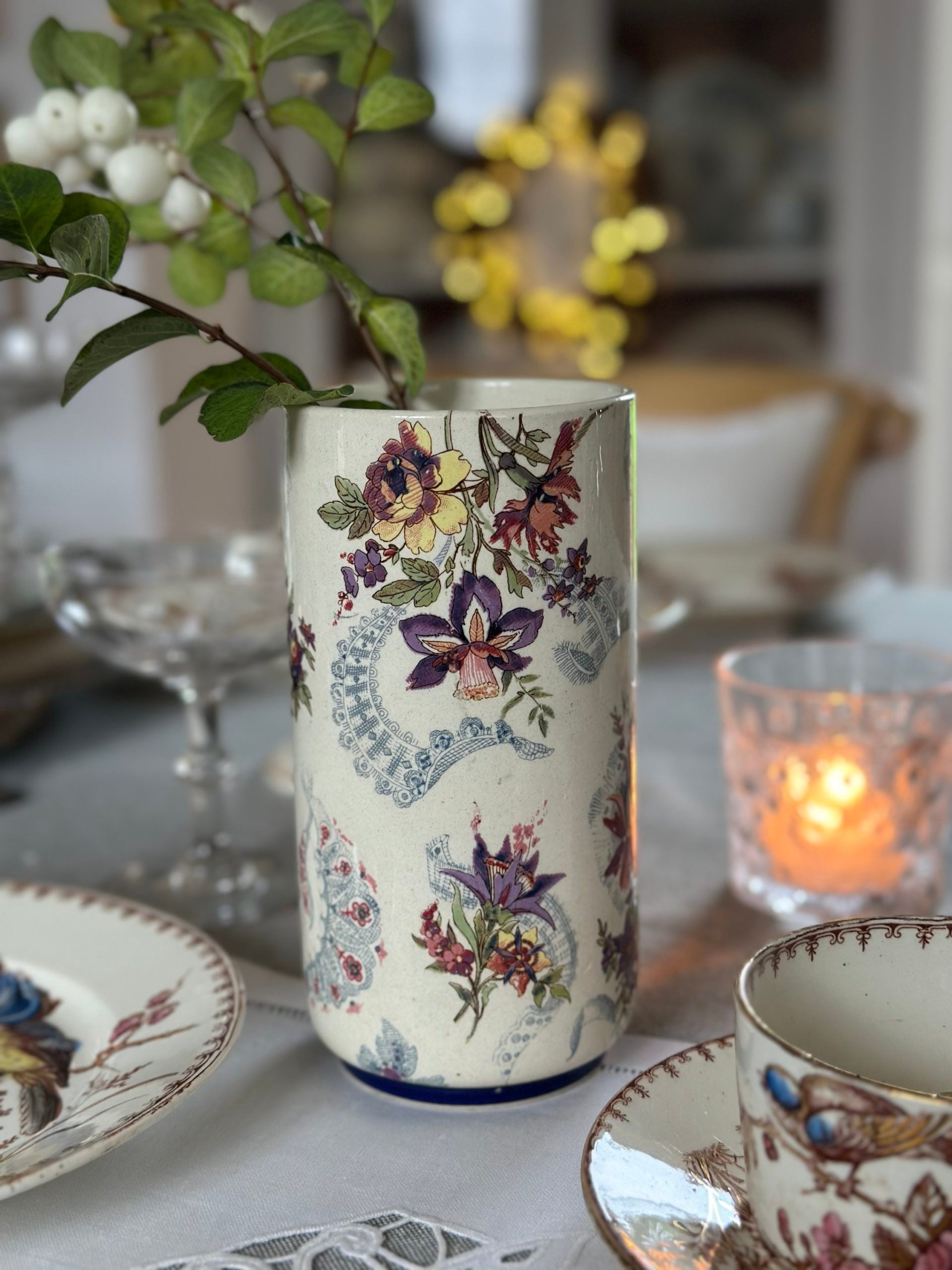 Vase rouleau Sarreguemines Lavallière - fin XIXème