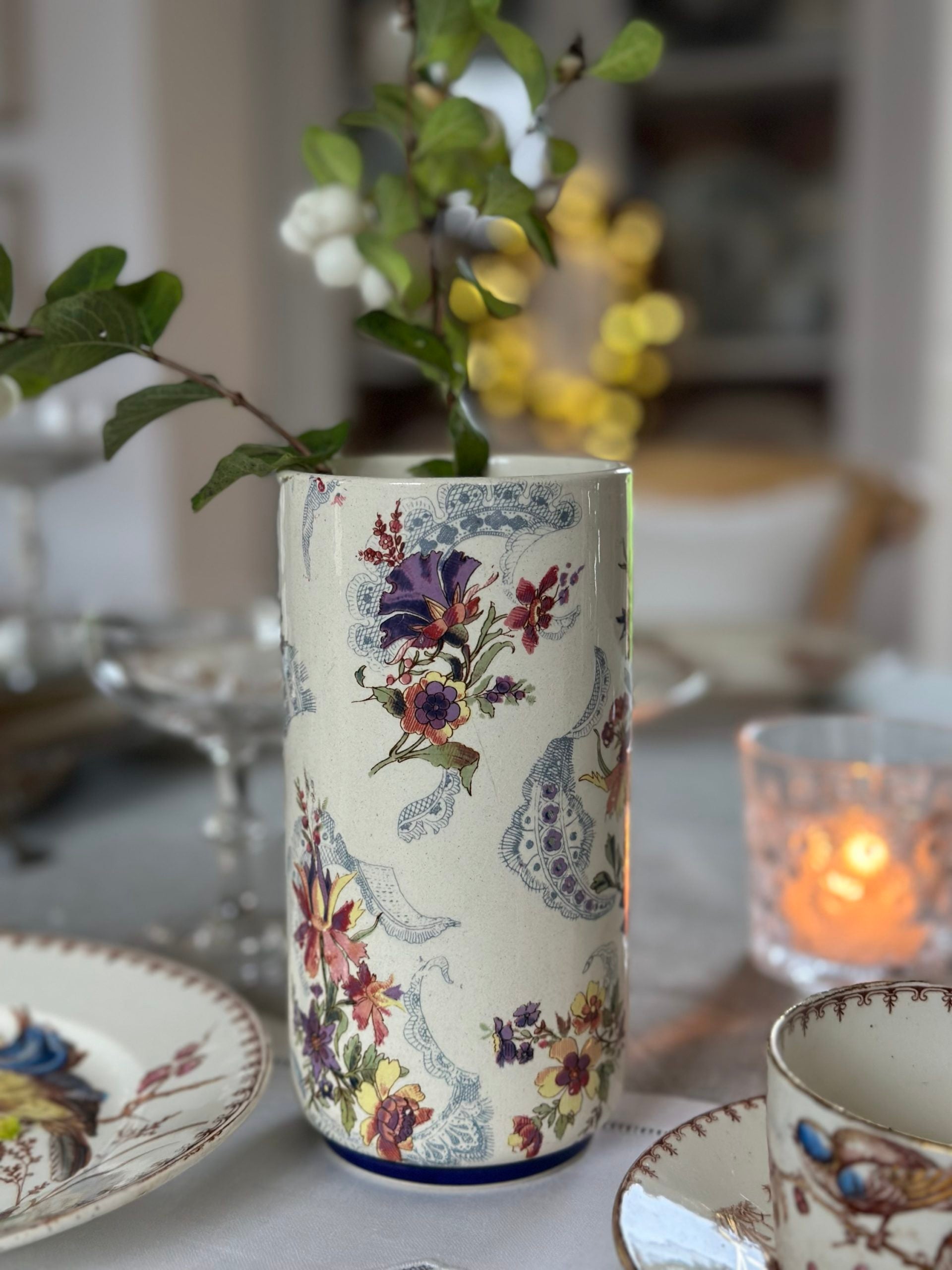 Vase rouleau Sarreguemines Lavallière - fin XIXème