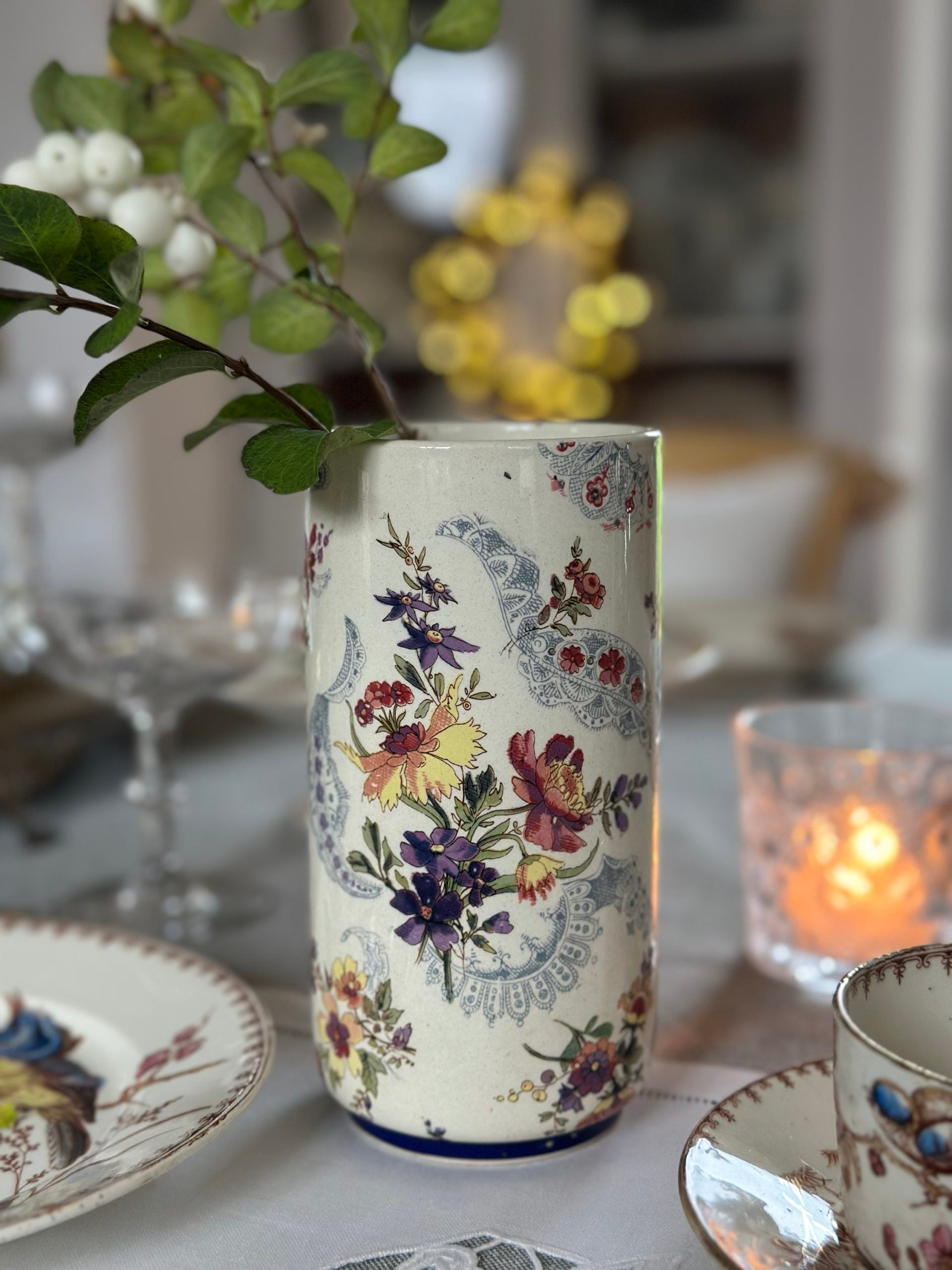 Vase rouleau Sarreguemines Lavallière - fin XIXème