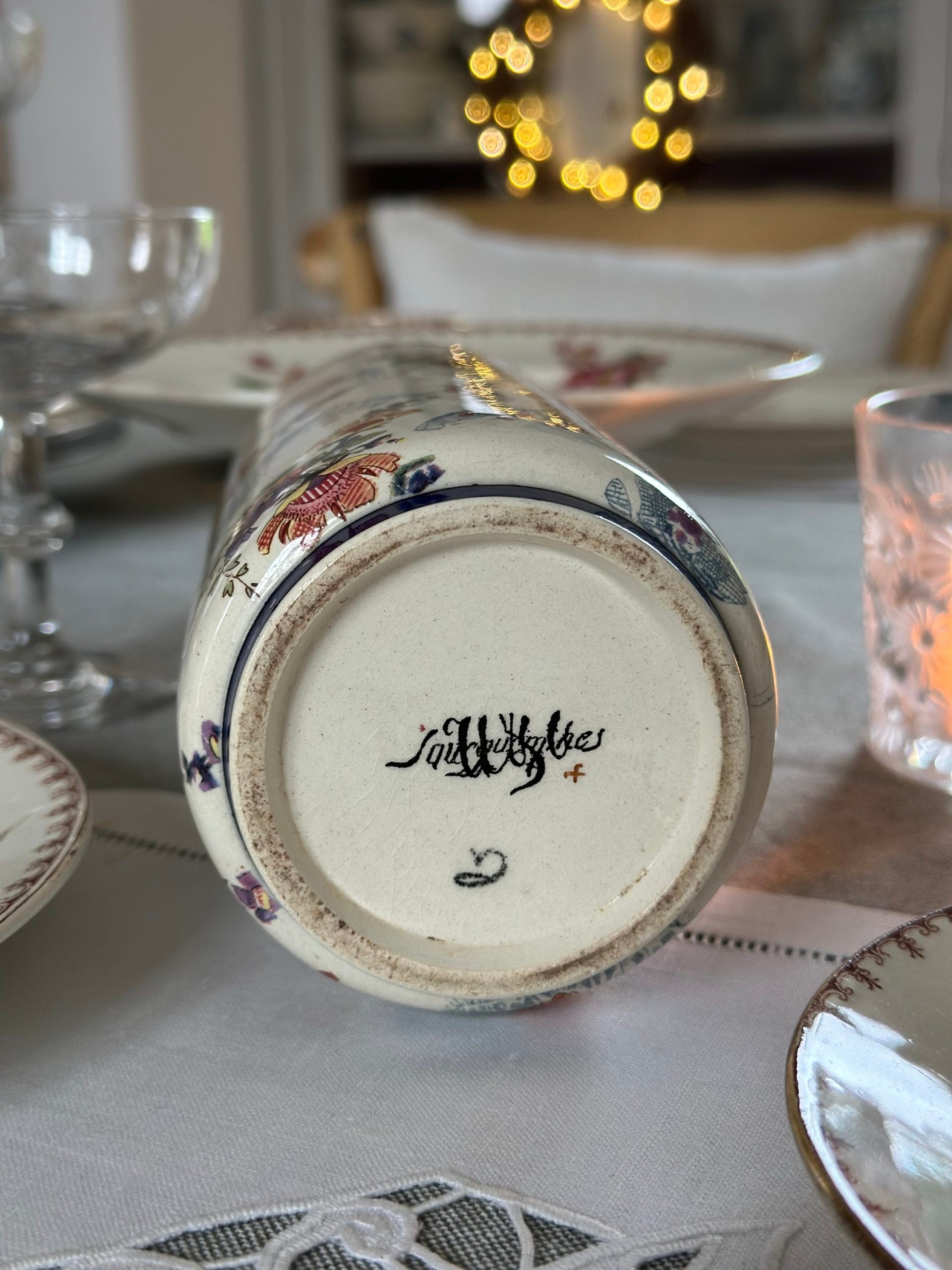 Vase rouleau Sarreguemines Lavallière - fin XIXème