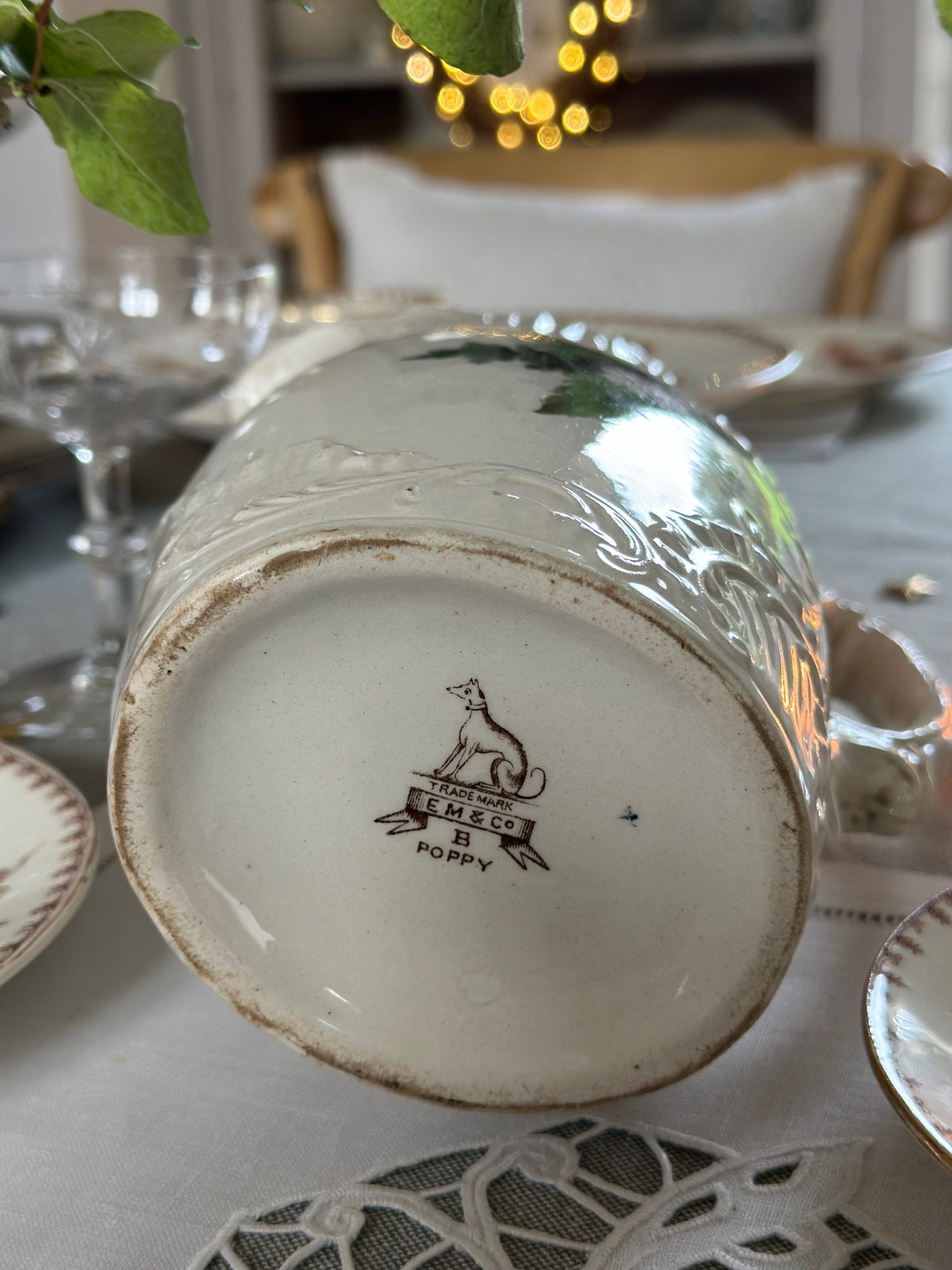 Sublime pichet polychrome EM &amp; Co. (Edge Malkin &amp; Co) England modèle Poppy - fin XIXème