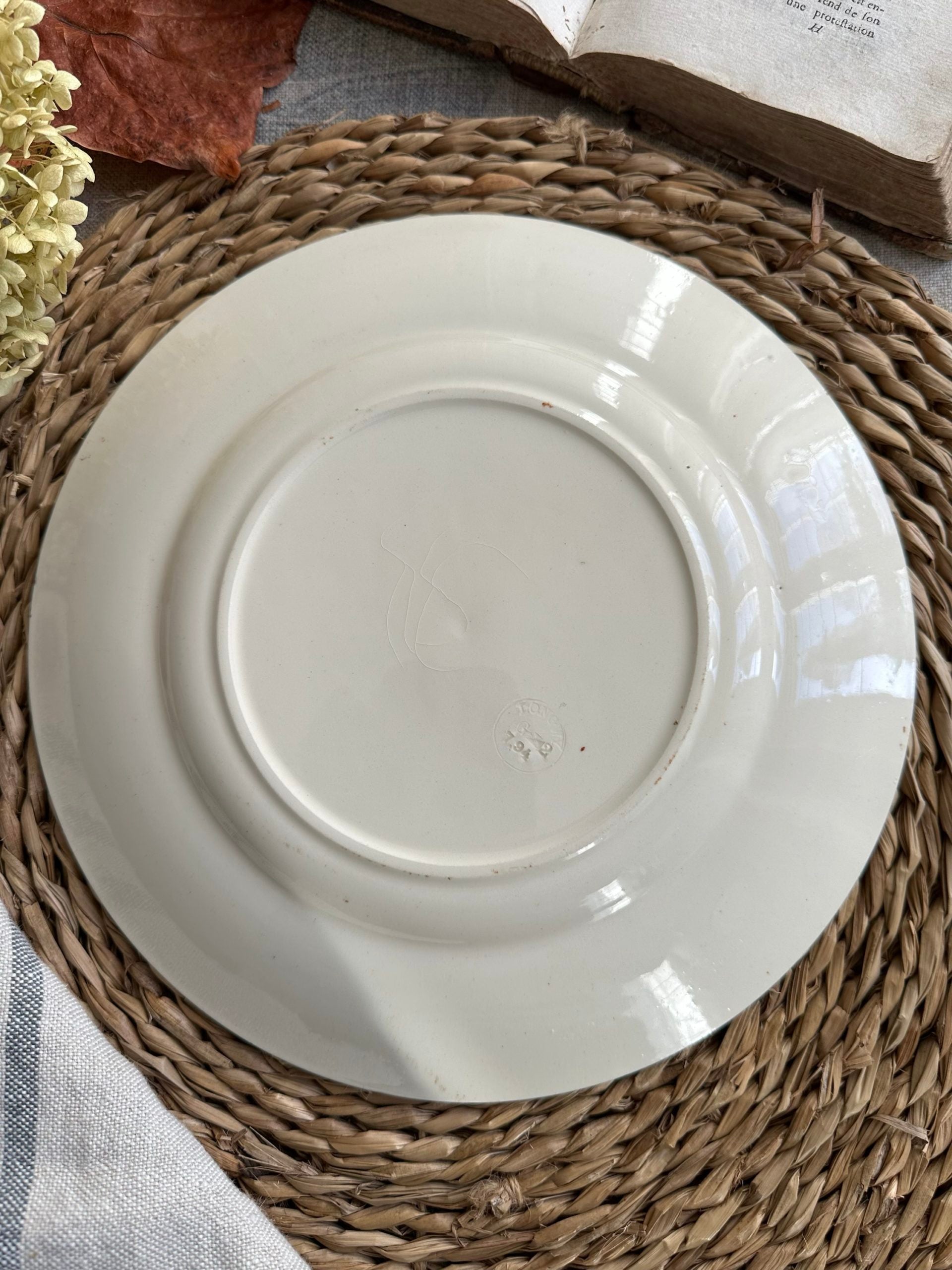 II. Assiette plate polychrome Longwy, Oiseau Iris