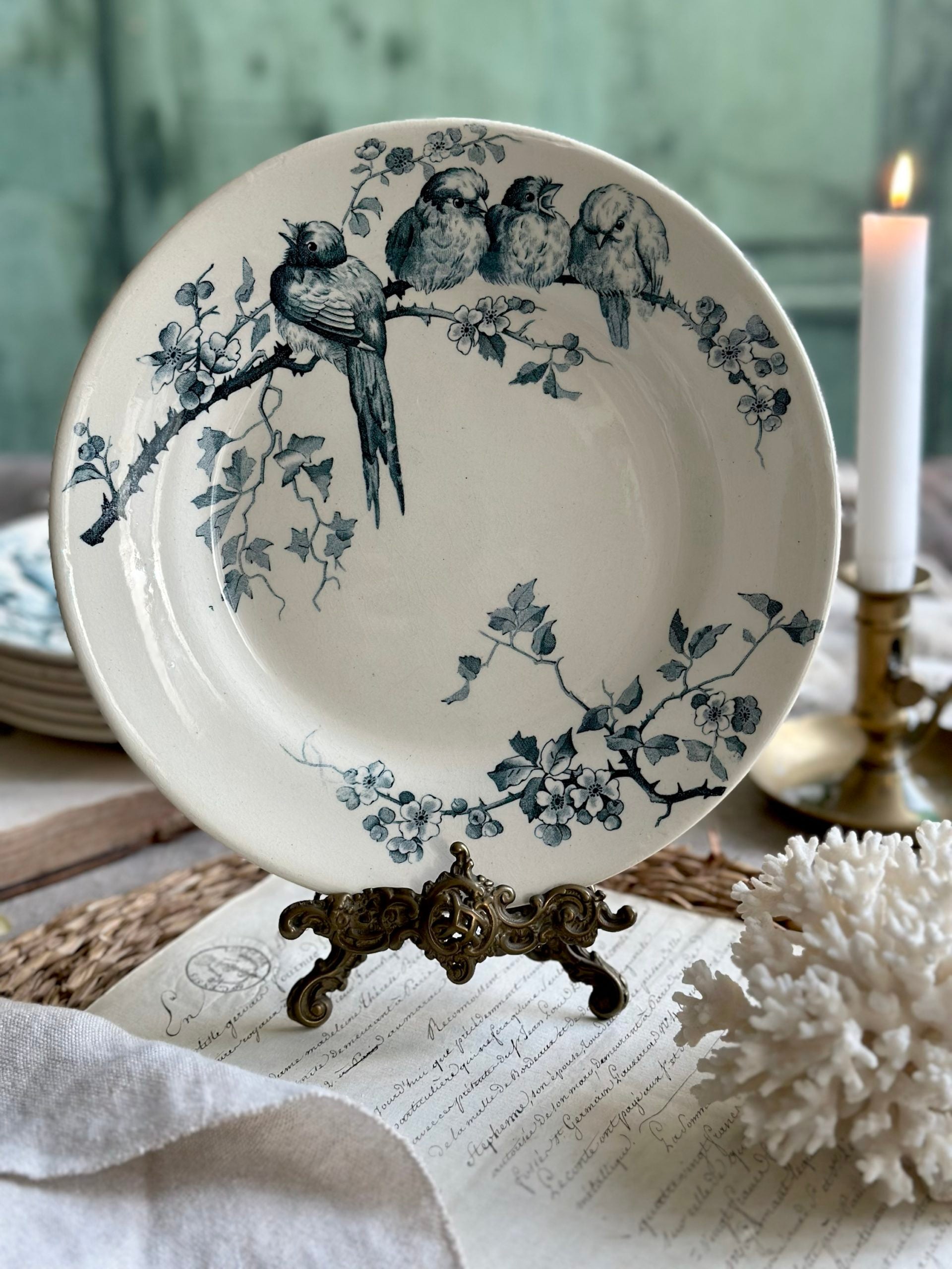 Assiette plate terre de fer E. M.Cie modèle Pierrettes