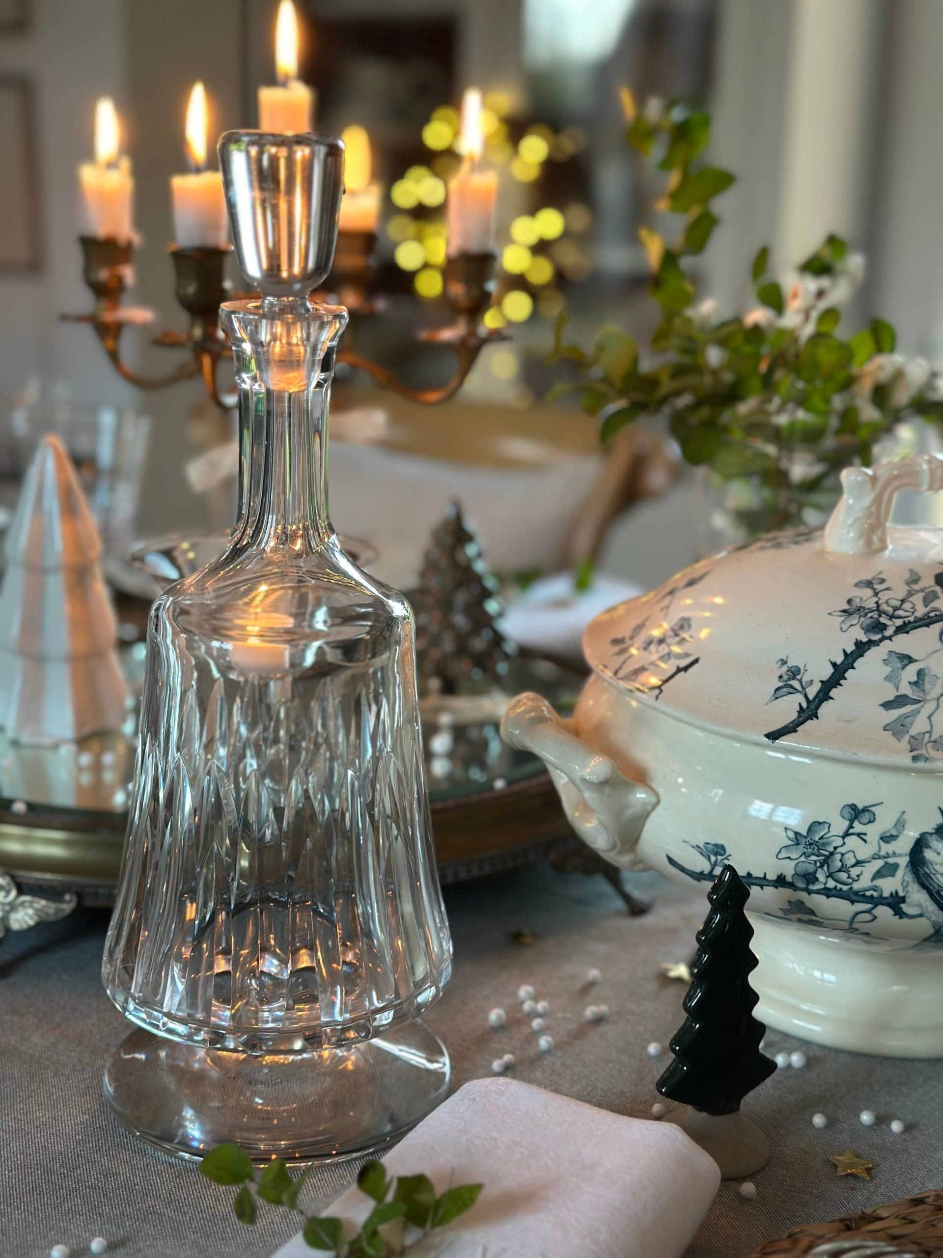 Exquisite cut crystal decanter, Sèvres crystal factory