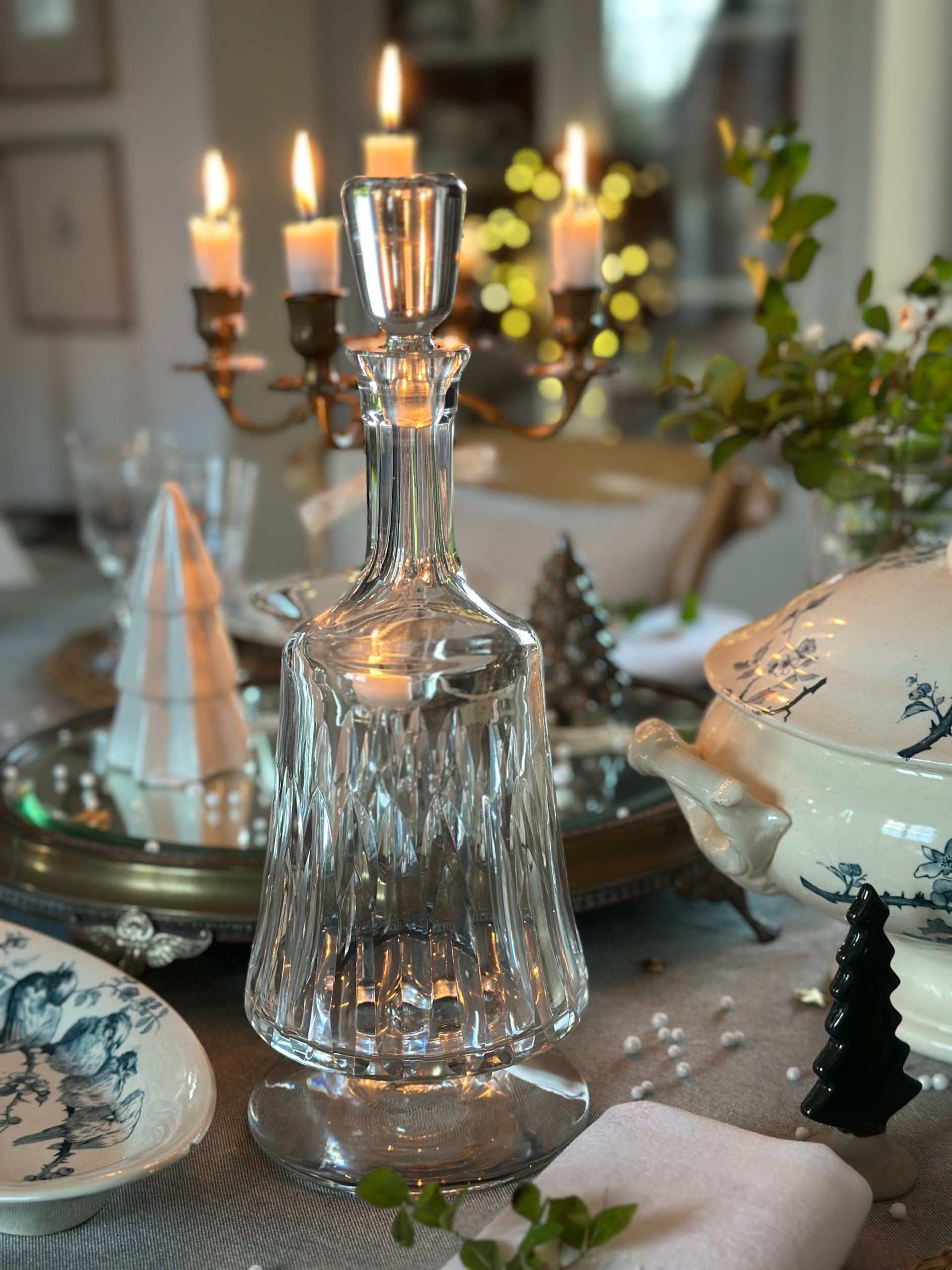 Exquisite cut crystal decanter, Sèvres crystal factory