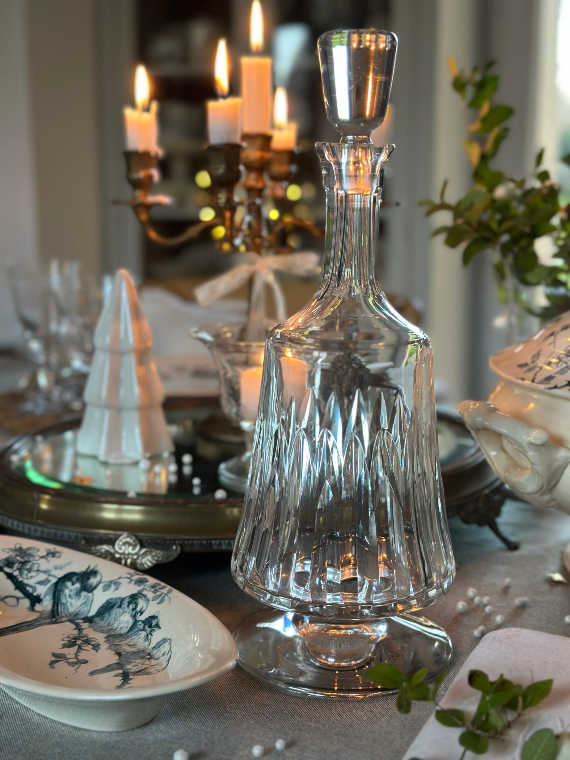 Exquisite cut crystal decanter, Sèvres crystal factory