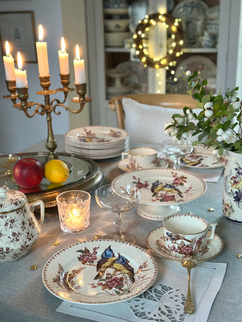 Assiette à dessert polychrome Lunéville modèle Mésange