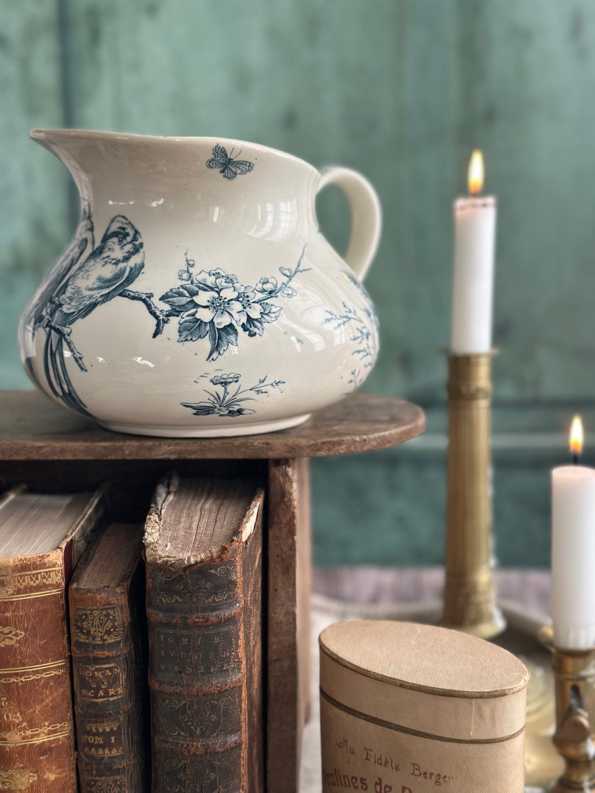 Chubby jug, ironstone, Lunéville model, Titmouse