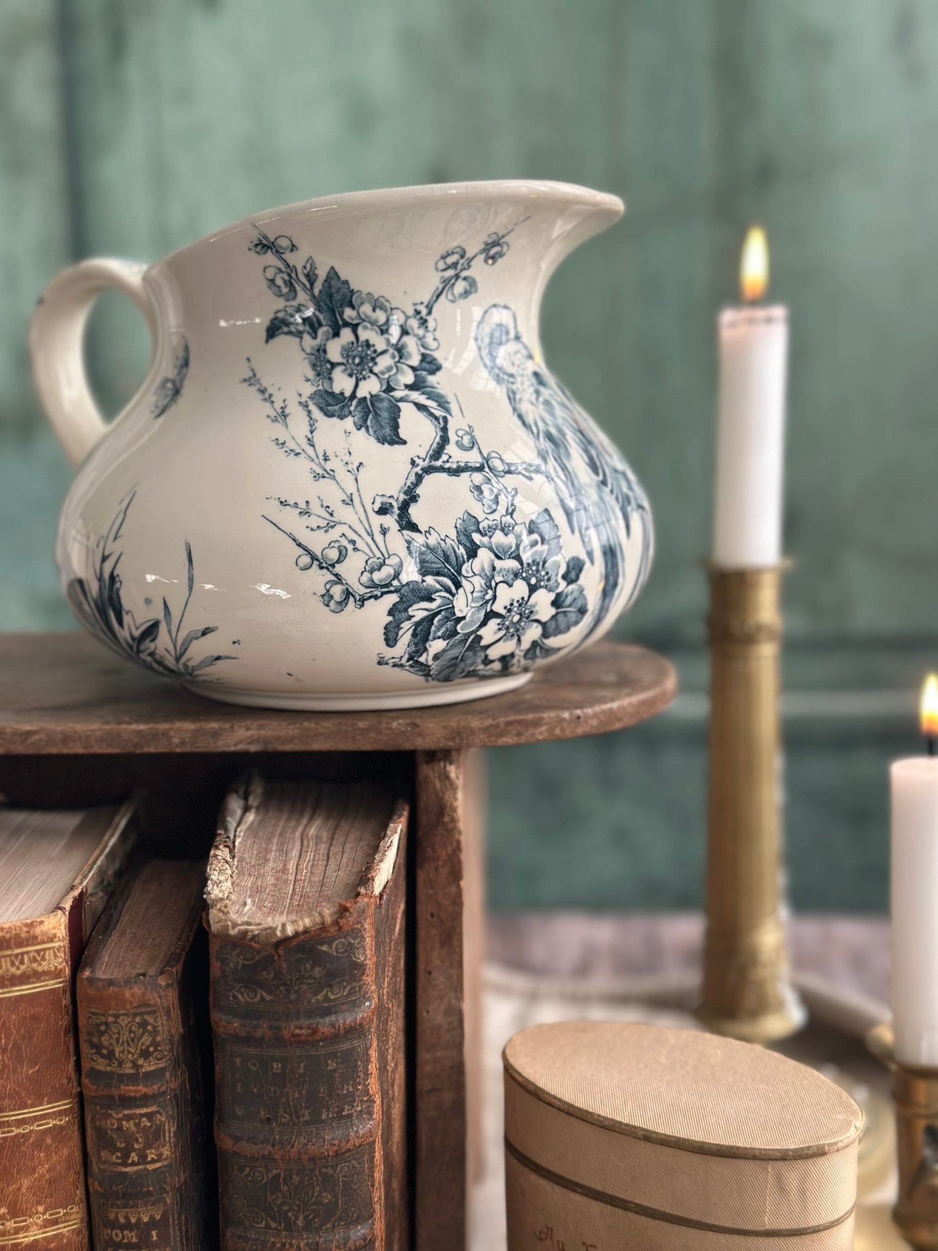 Chubby jug, ironstone, Lunéville model, Titmouse