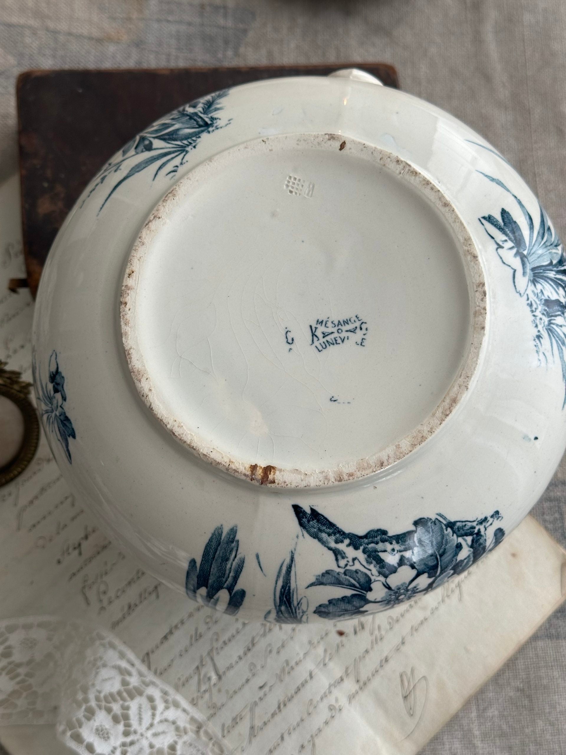 Chubby jug, ironstone, Lunéville model, Titmouse