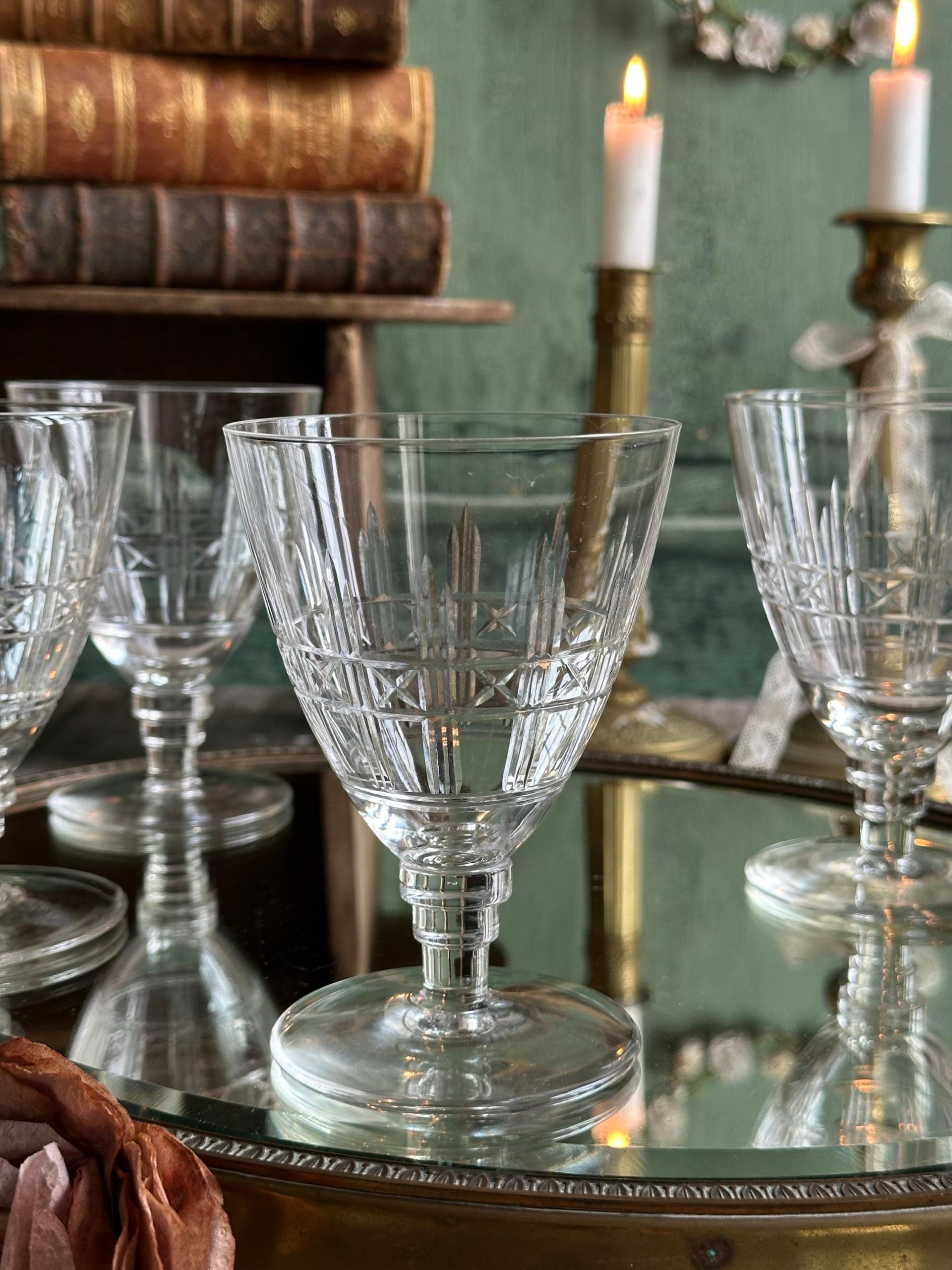 Set of 4 St Louis crystal water glasses, Cévennes pattern, size 451