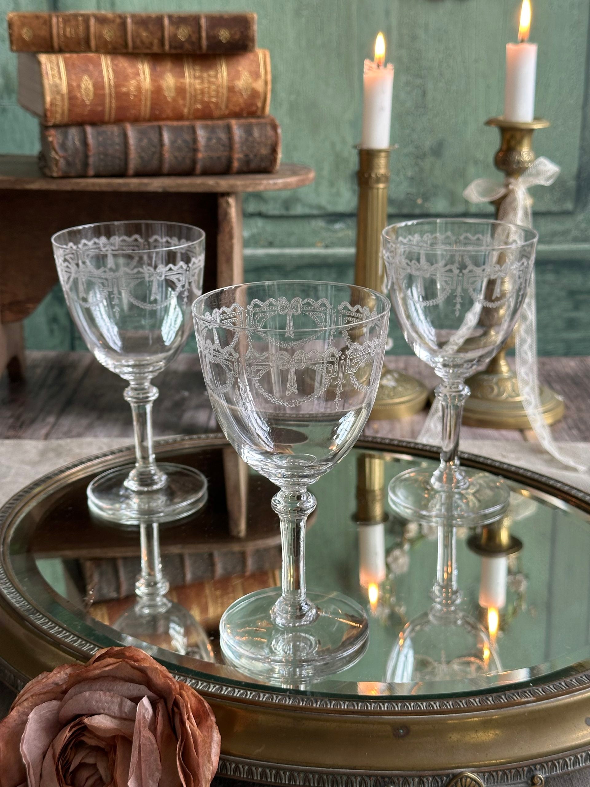 Set of 3 large St. Louis Millet water glasses