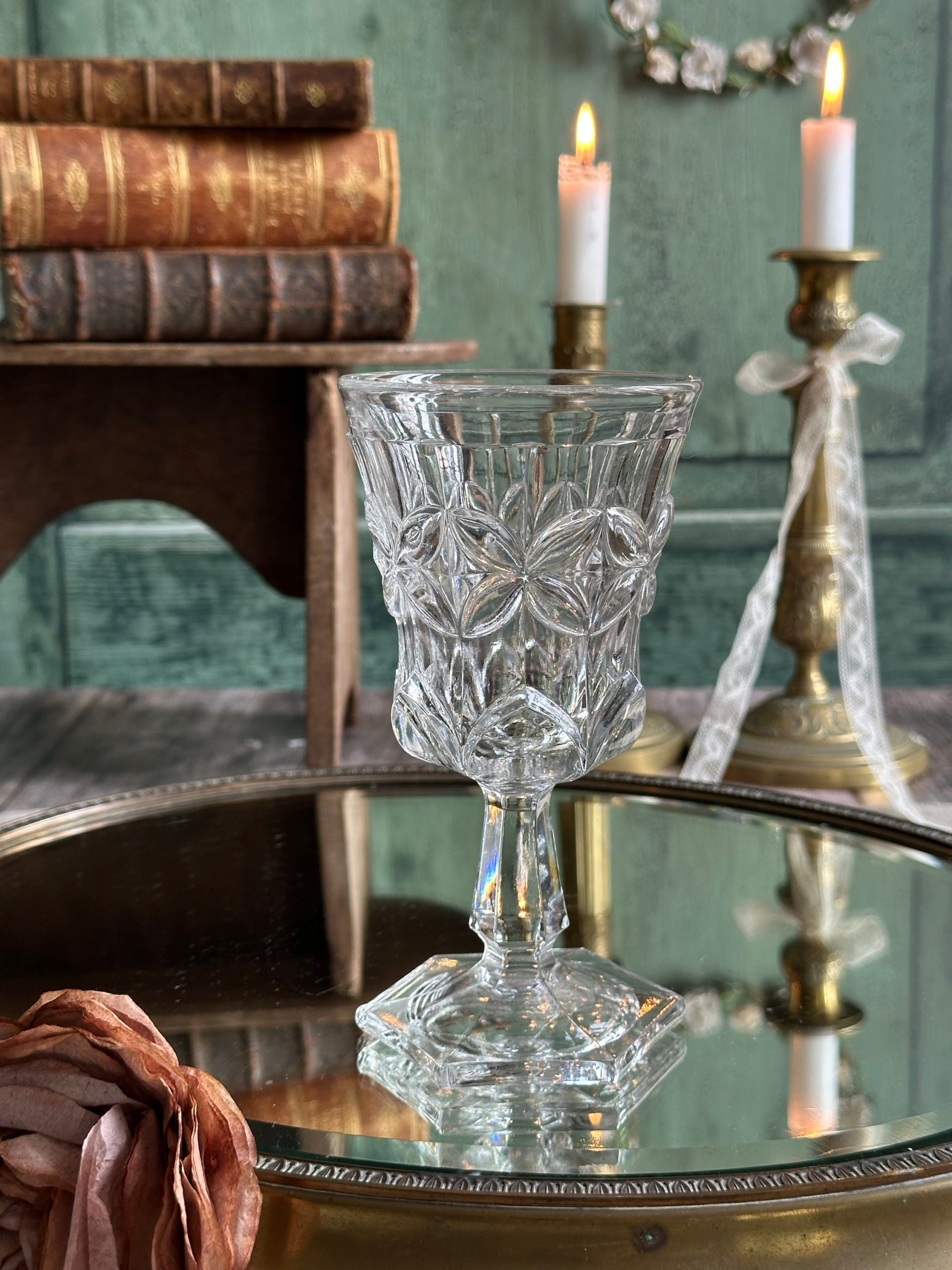 Large molded crystal glass, Charles X
