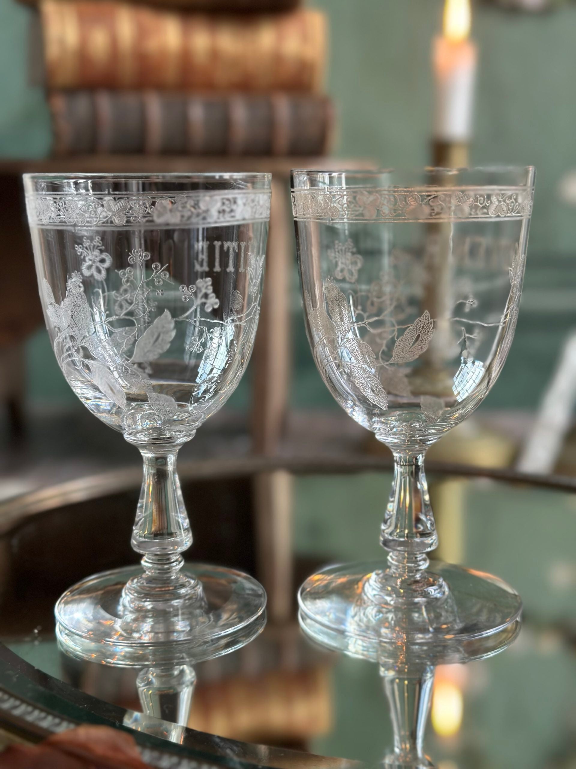 Baccarat engraved crystal water glass, FRIENDSHIP or SOUVENIR