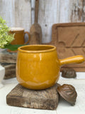 Glazed stoneware fondue pot/pan
