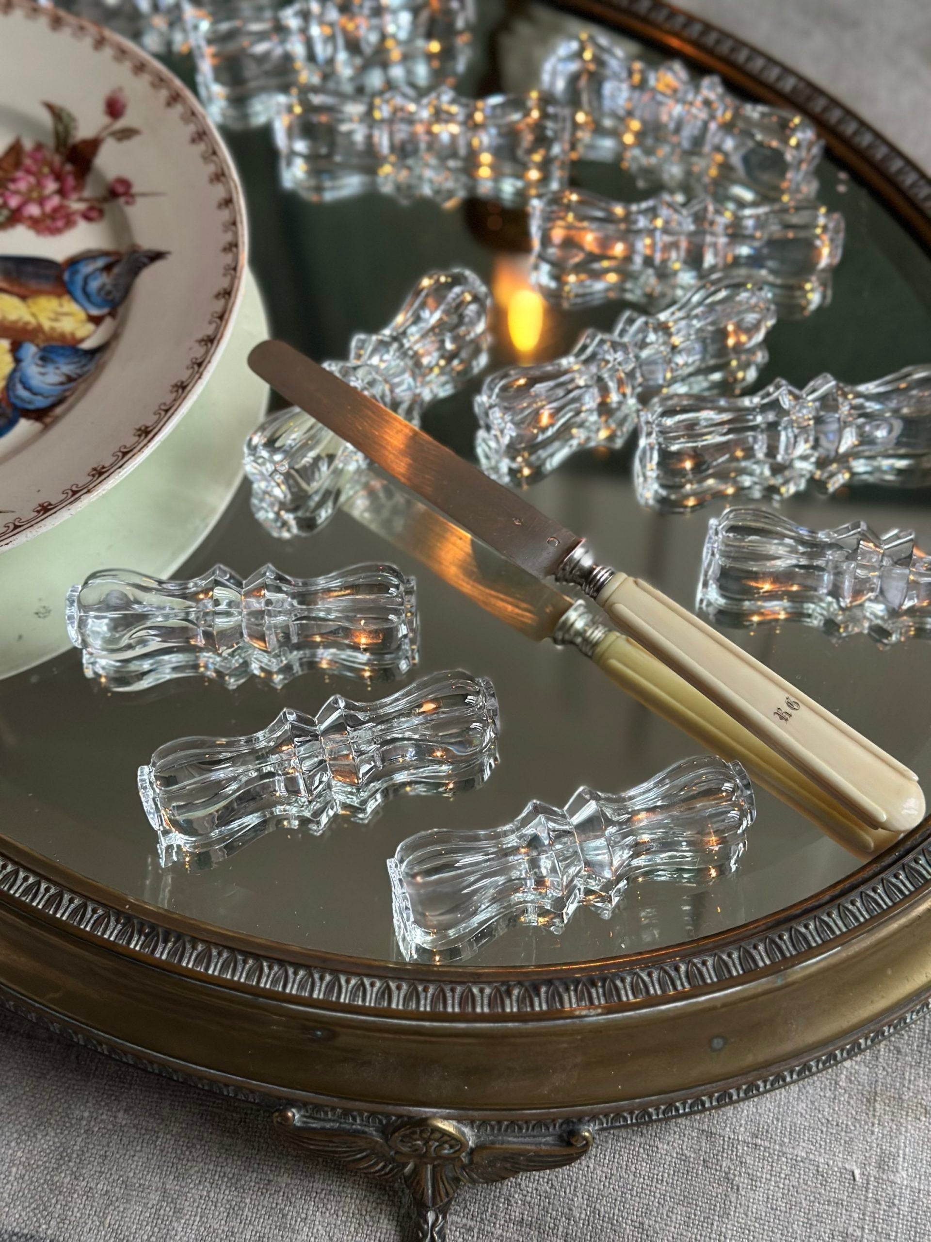 Suite of 12 crystal knife holders, Cristalleries Royales de Champagne