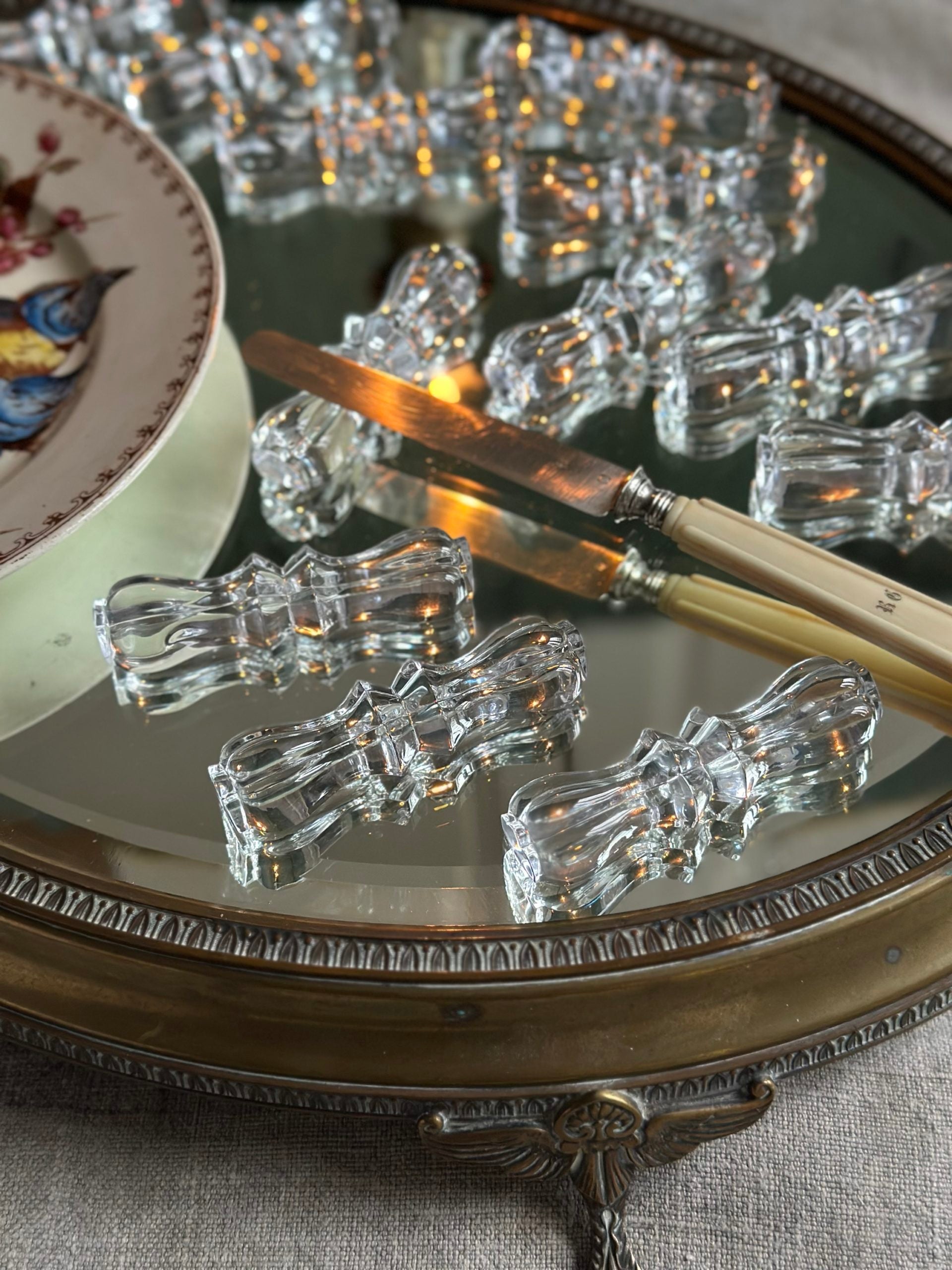 Suite of 12 crystal knife holders, Cristalleries Royales de Champagne