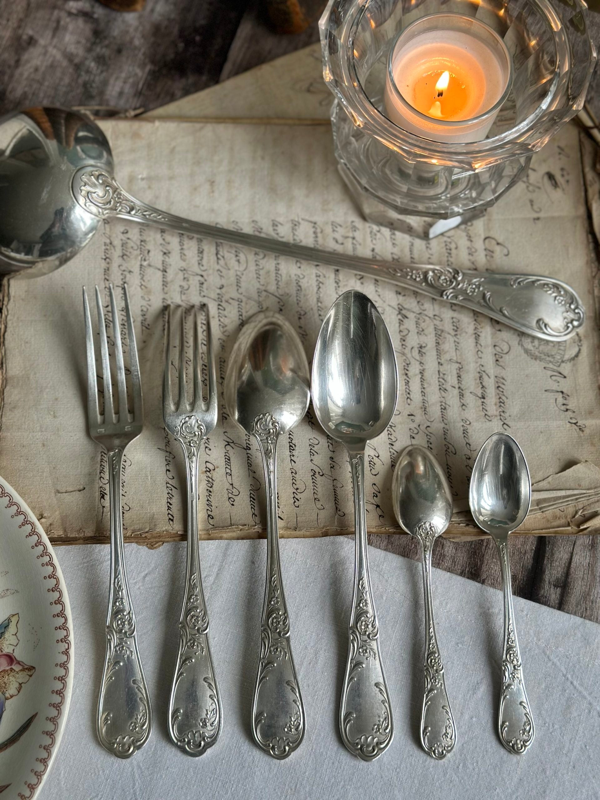 Sublime ménagère 37 pièces XIXème en métal argenté