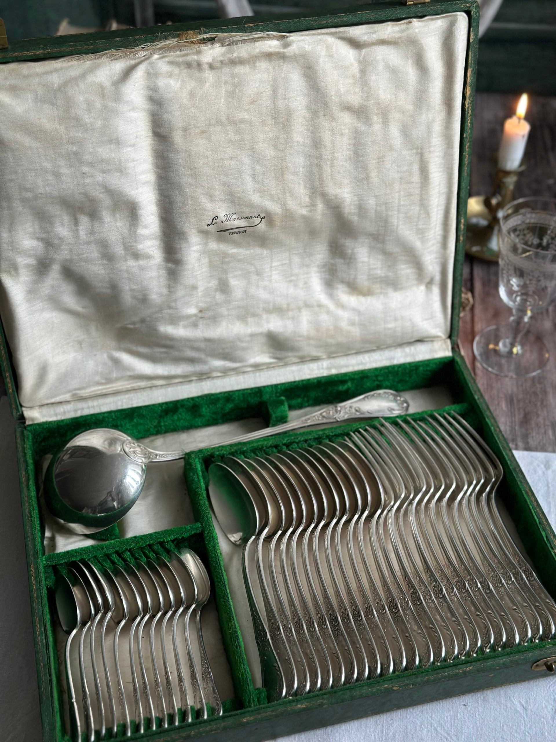 Exquisite 37-piece silver-plated flatware set from the 19th century