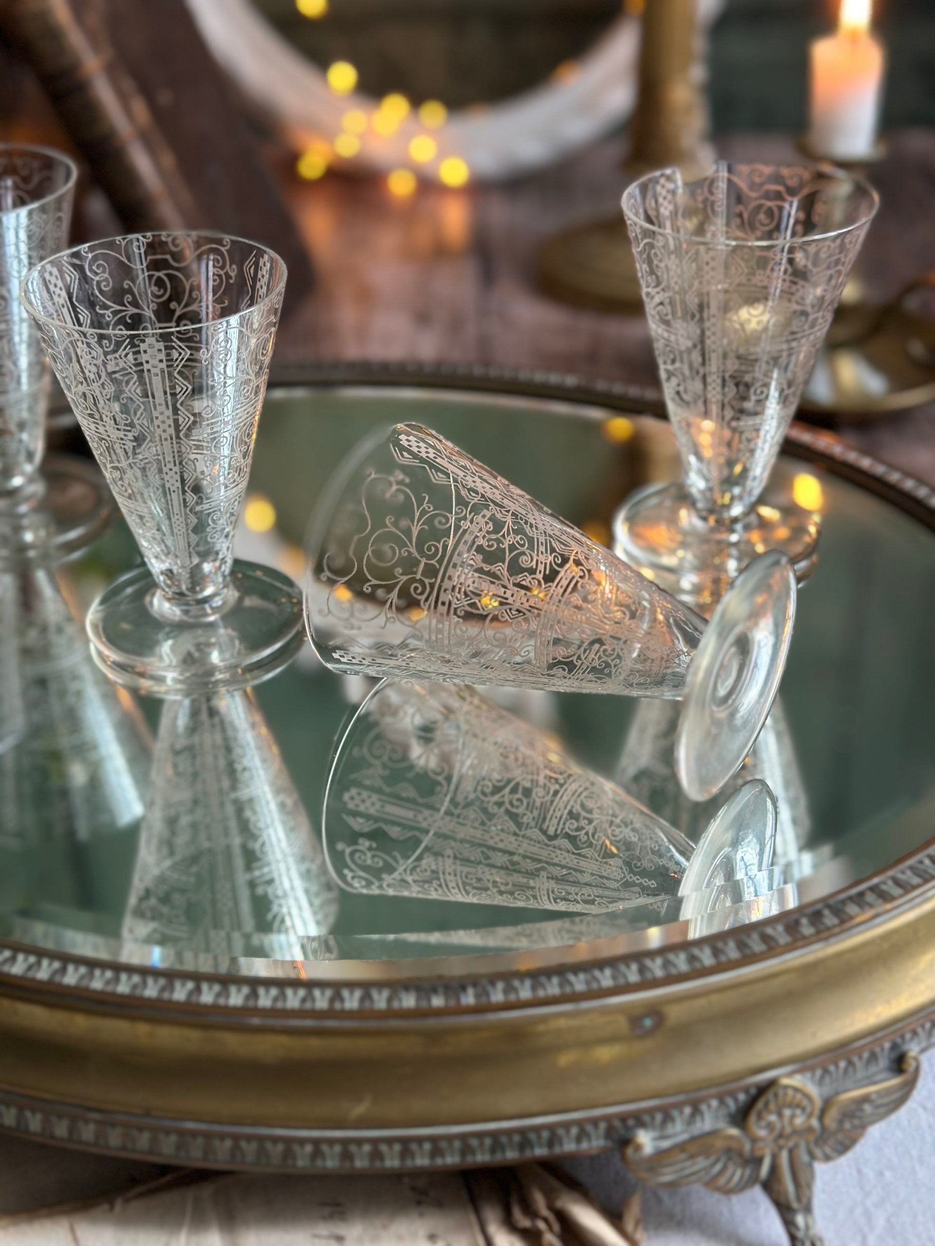 Set of 4 Baccarat crystal white wine glasses, Lido pattern
