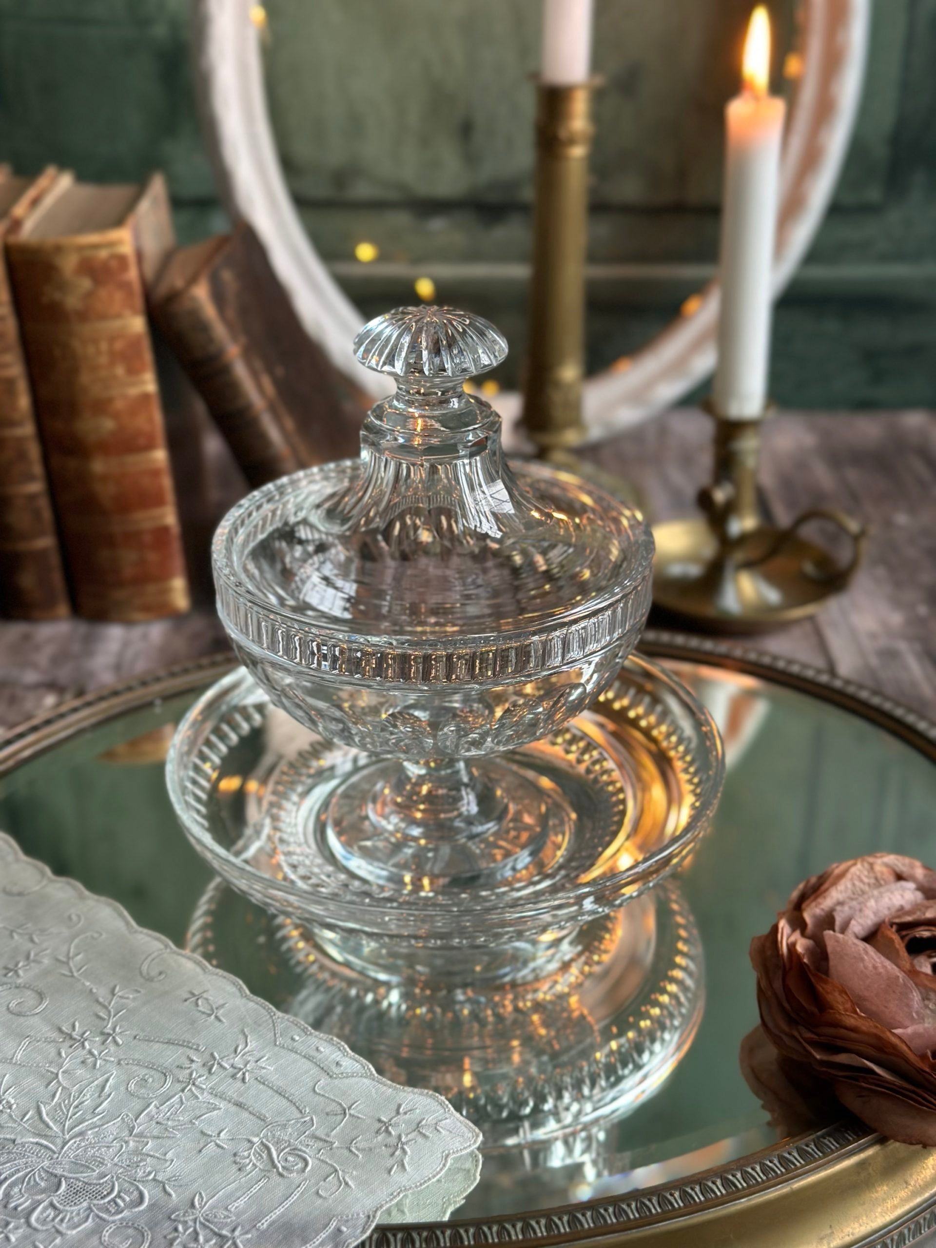 Sublime drageoir en cristal taillé en cristal Baccarat, XIXème