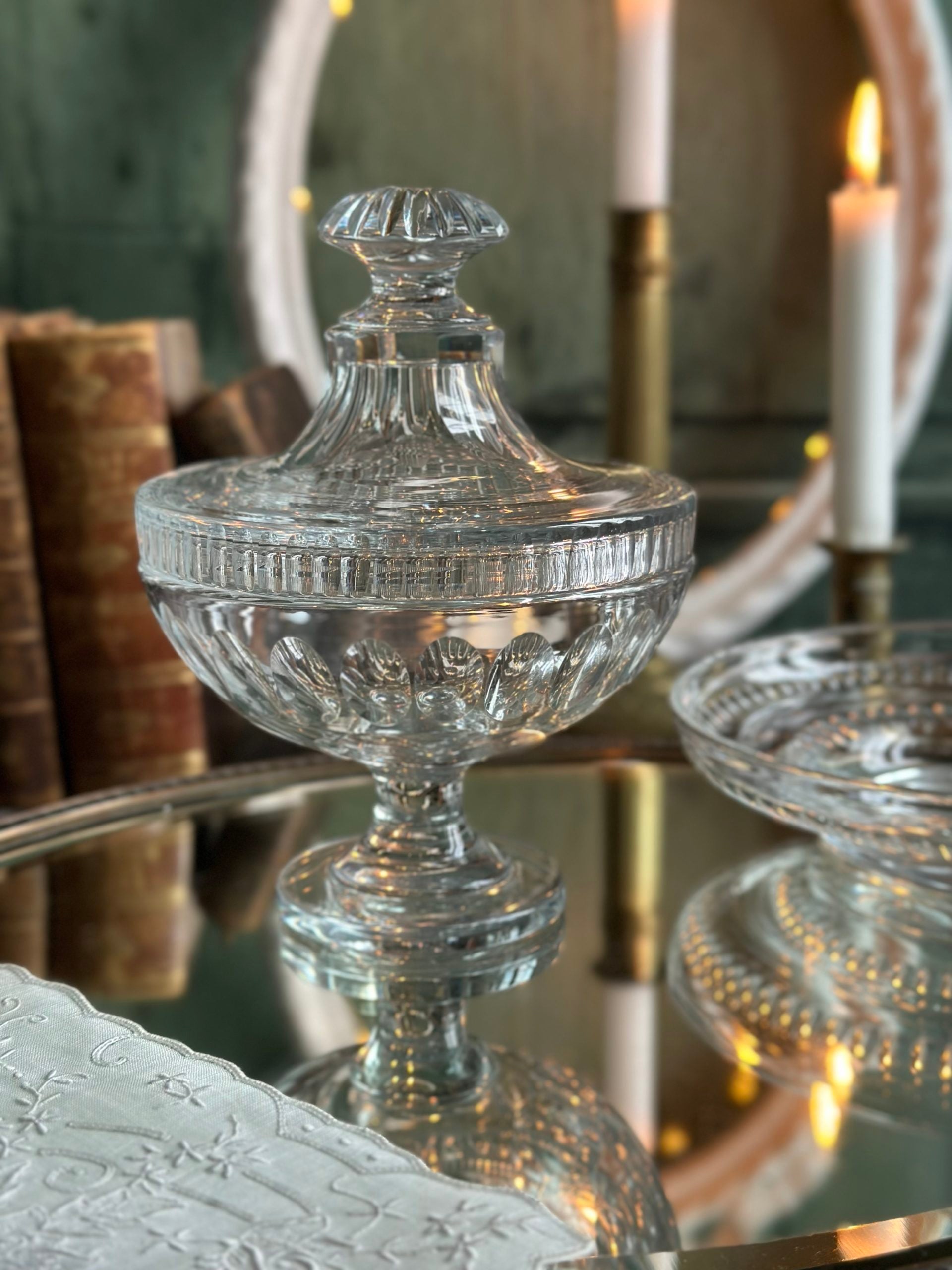 Sublime drageoir en cristal taillé en cristal Baccarat, XIXème