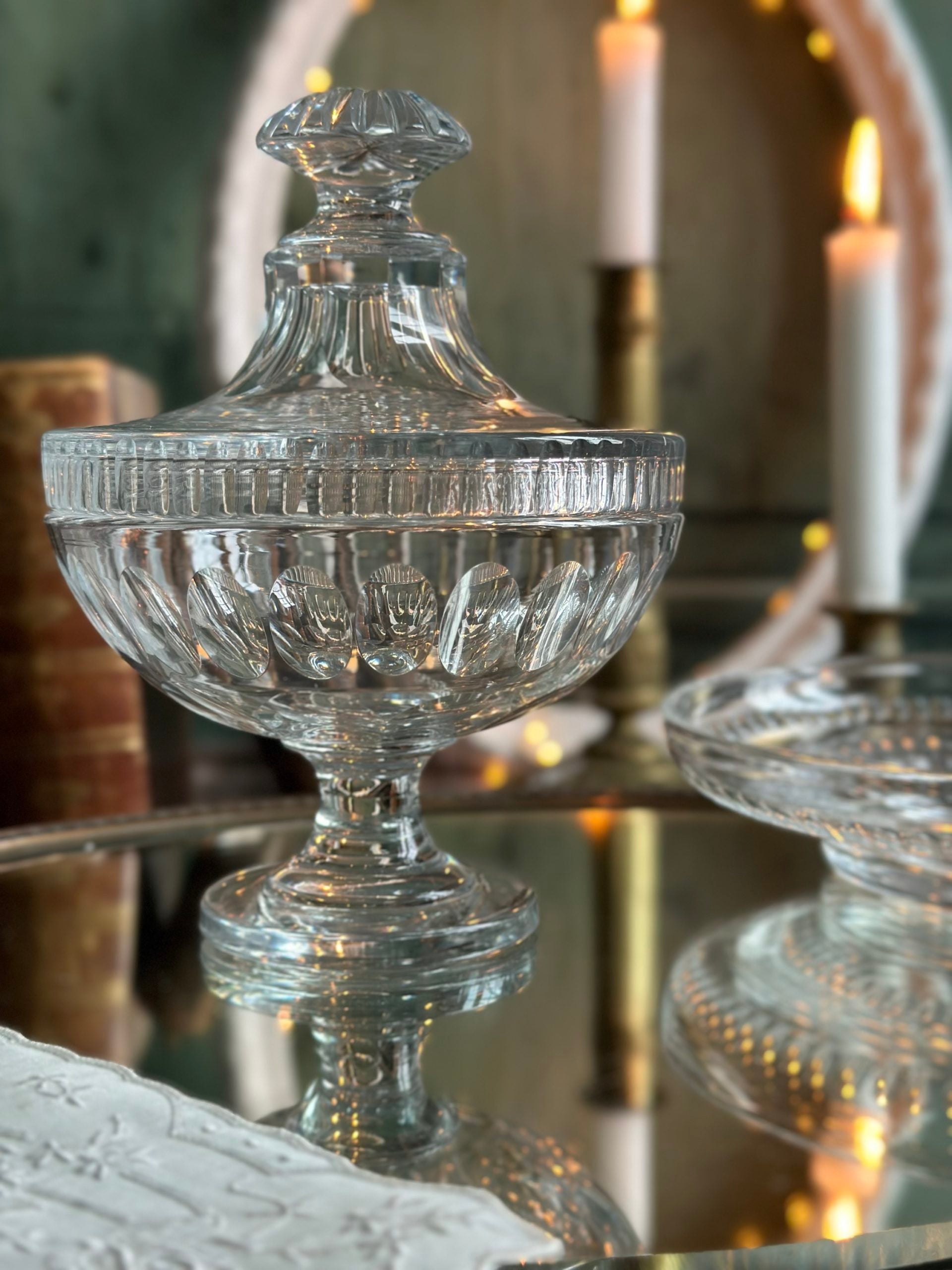 Sublime drageoir en cristal taillé en cristal Baccarat, XIXème
