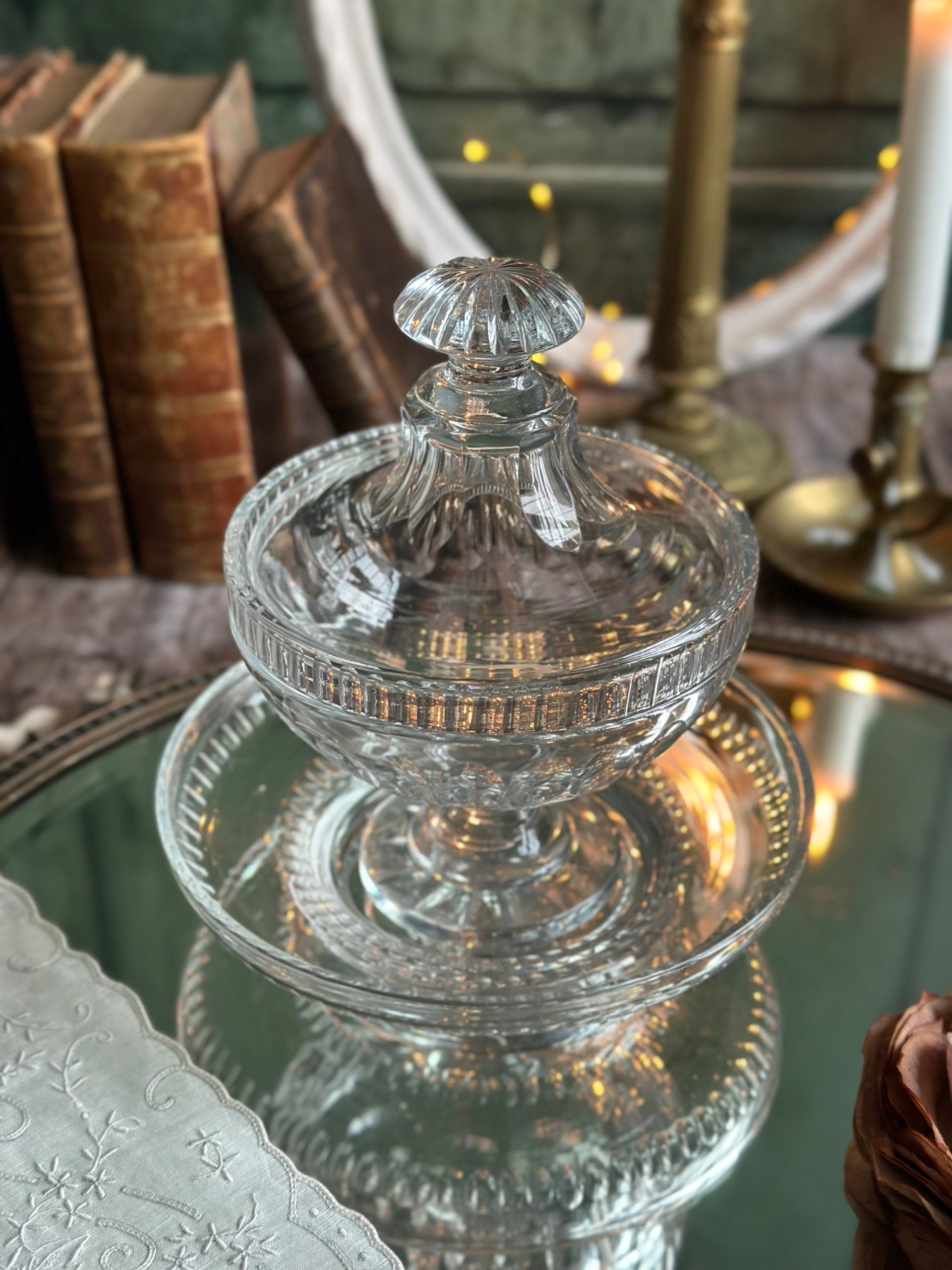 Sublime drageoir en cristal taillé en cristal Baccarat, XIXème
