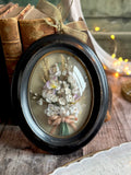 Attractive Napoleon III frame in blackened wood, brass and convex glass