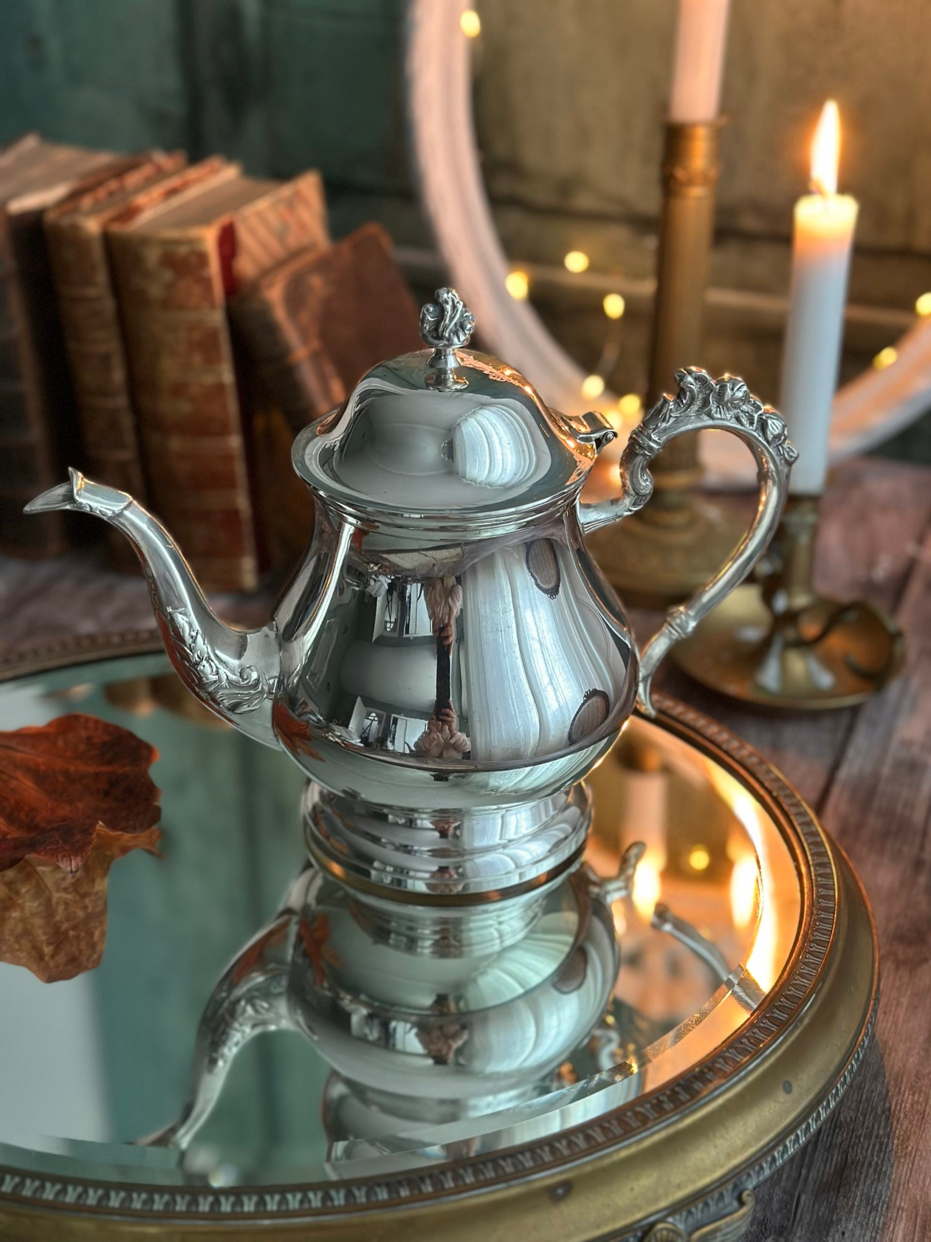 II. Elegant silver-plated metal teapot