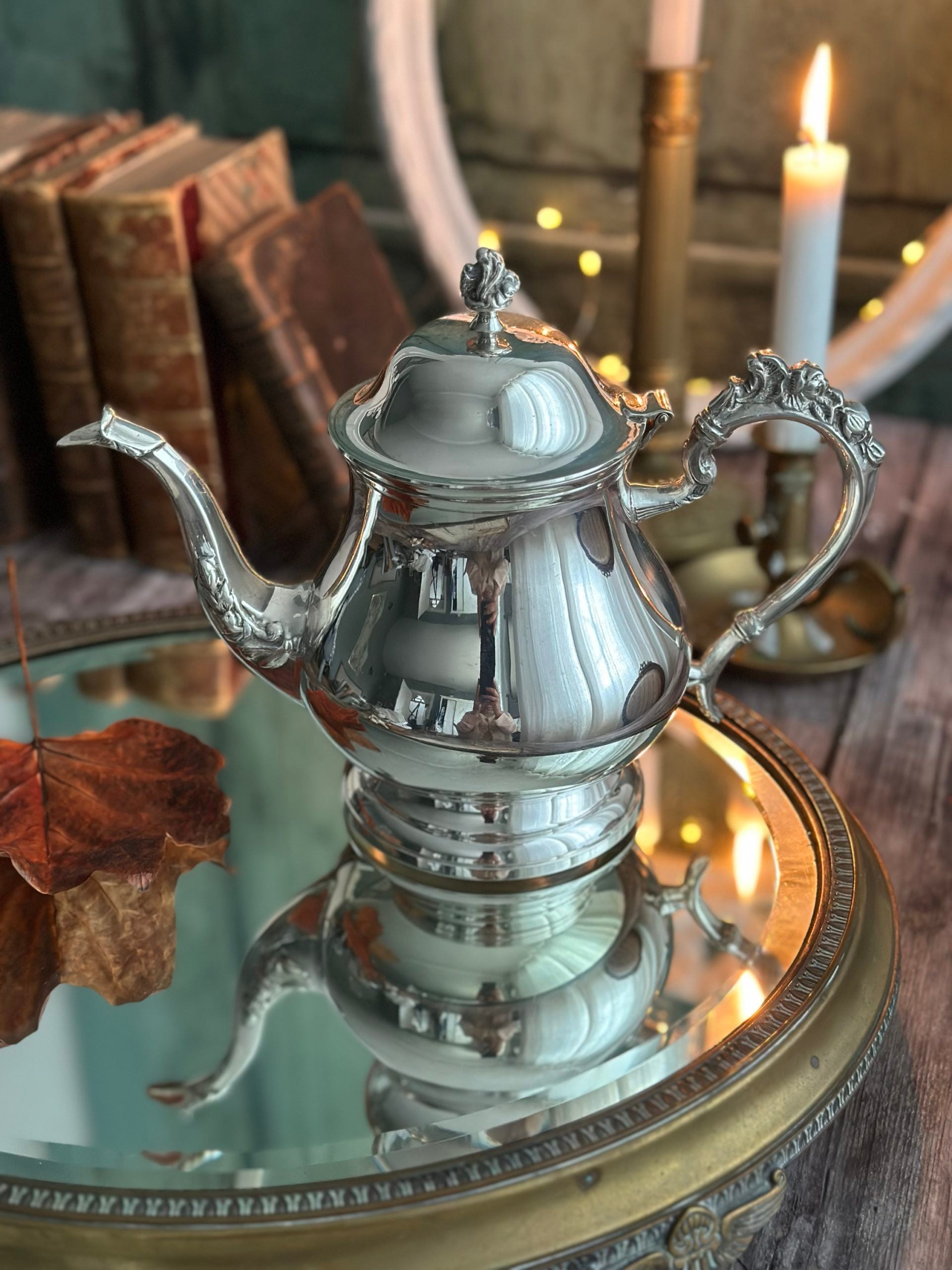 II. Elegant silver-plated metal teapot