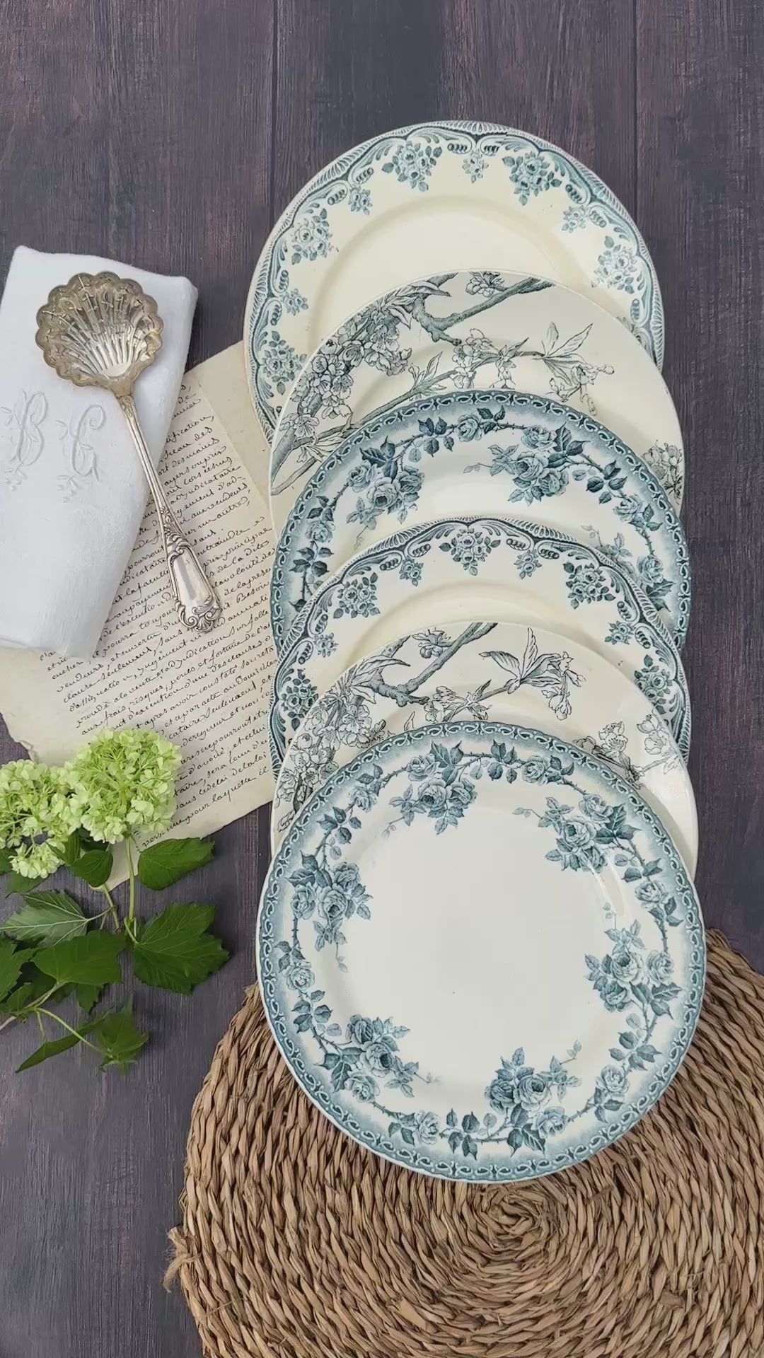 I. Set of 6 mismatched ironstone plates
