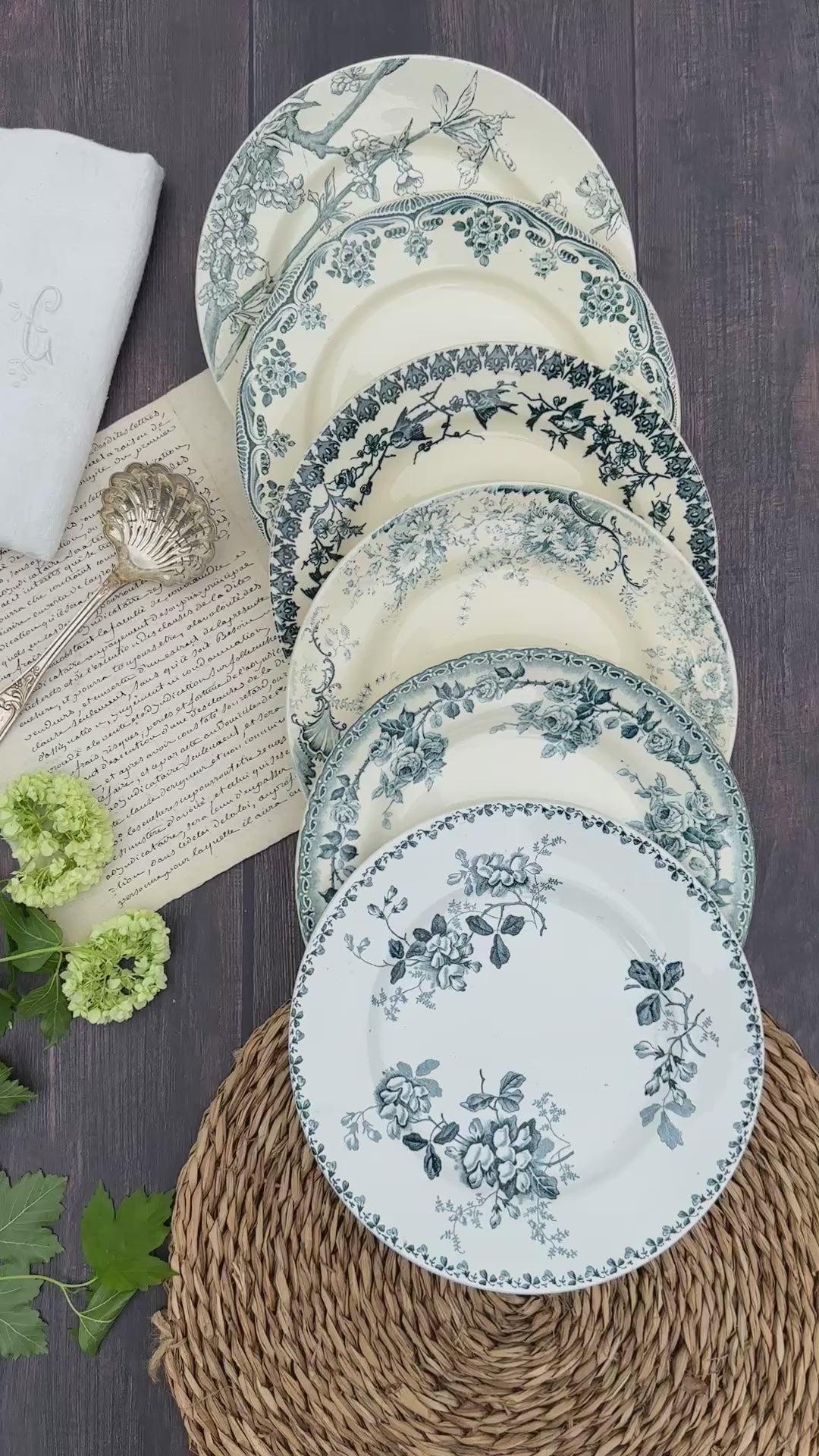 III. Suite de 6 assiettes plates terre de fer dépareillées