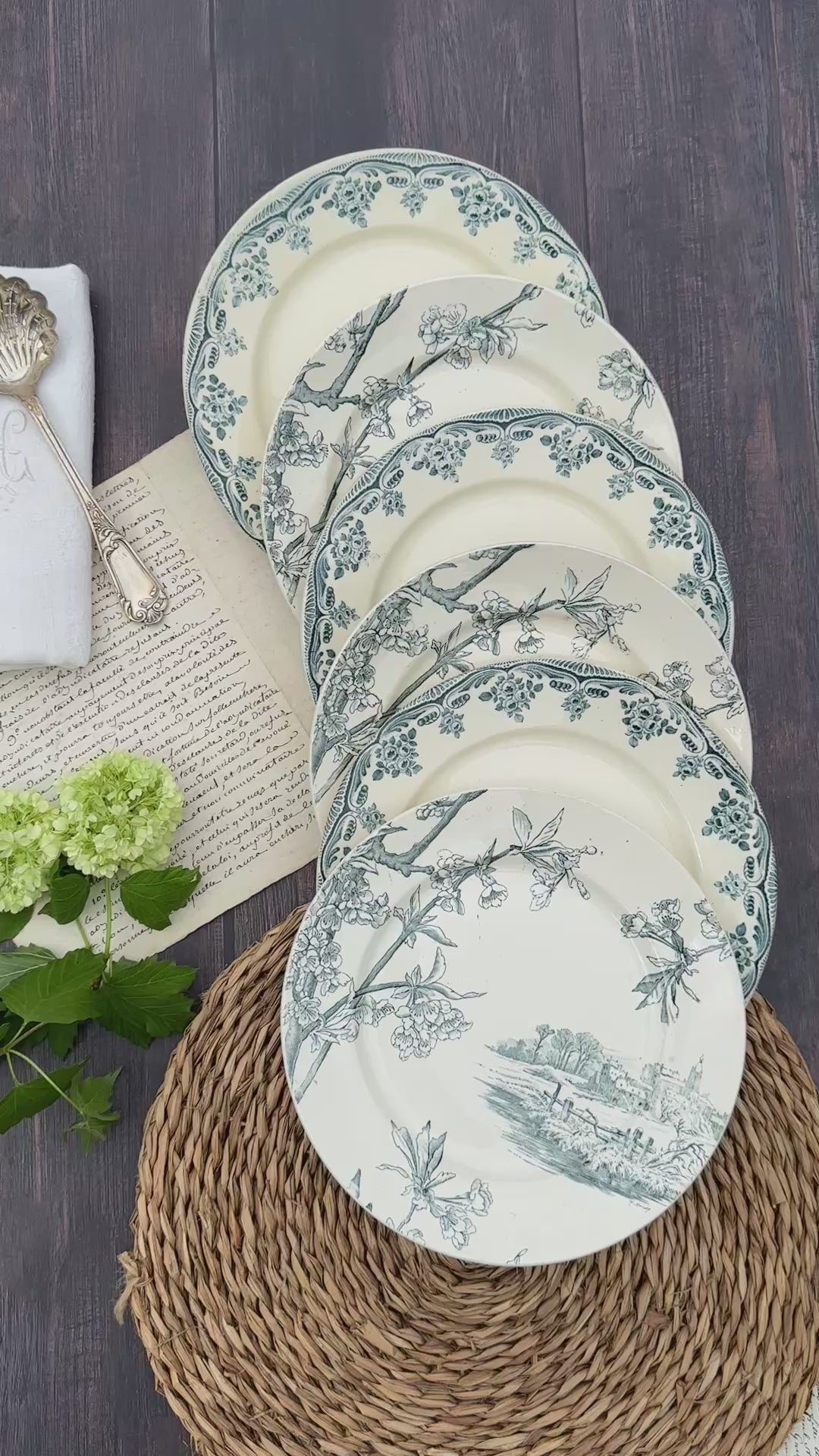 II. Set of 6 mismatched ironstone plates