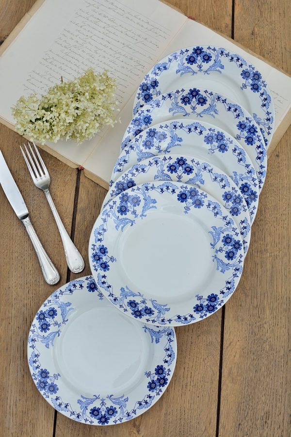 Ensemble de 6 assiettes à dessert Lunéville modèle Marcel