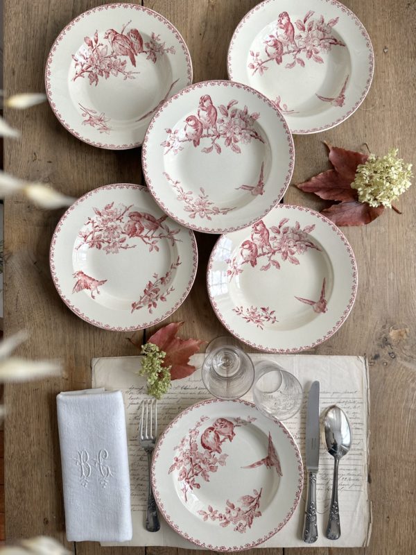 I. Ensemble de 6 assiettes creuses Sarreguemines Favori