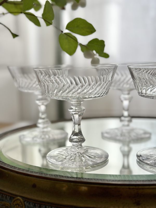 Suite de 5 coupes à champagne anciennes soufflées bouche – Image 4