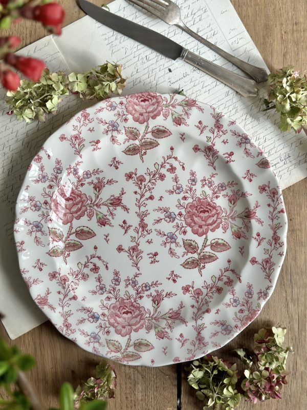 Grand plat rond Ravier Johnson Brothers modèle Rose Chintz