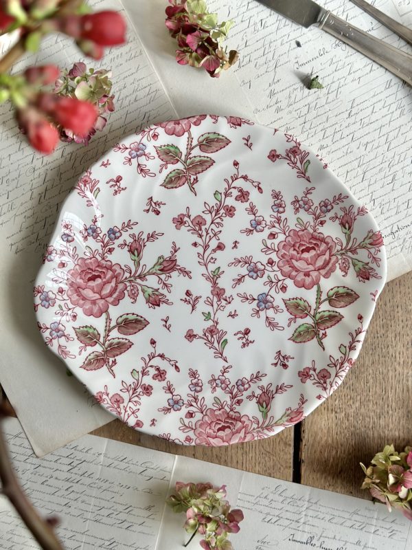 Plat à gâteau Johnson Brothers modèle Rose Chintz