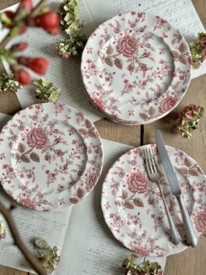 Suite de 6 assiettes à salade / entrée/ fromage ou dessert   (22cm) Johnson Bros modèle Rose Chintz
