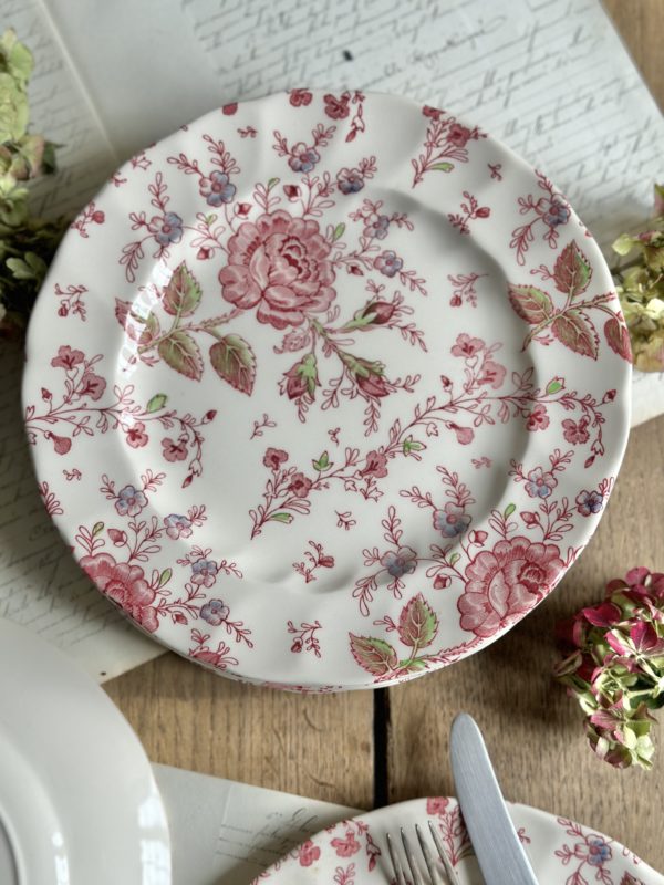 Suite de 6 assiettes à salade / entrée/ fromage ou dessert   (22cm) Johnson Bros modèle Rose Chintz – Image 3