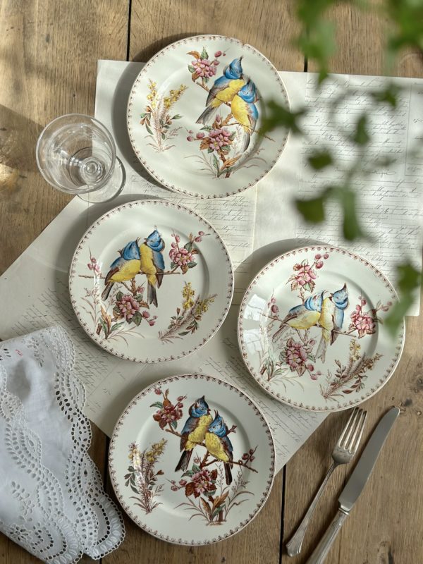Suite de 4 assiettes à dessert Lunéville modèle Mésange – Image 6