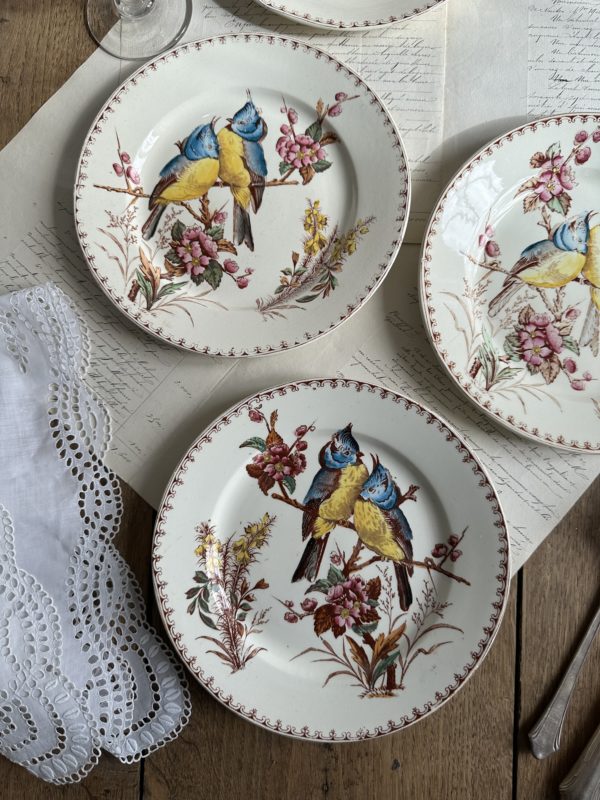 Suite de 4 assiettes à dessert Lunéville modèle Mésange – Image 2