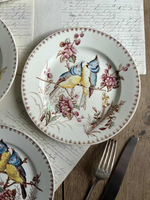Suite de 4 assiettes à dessert Lunéville modèle Mésange – Image 3