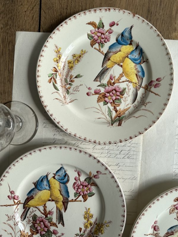 Suite de 4 assiettes à dessert Lunéville modèle Mésange – Image 4
