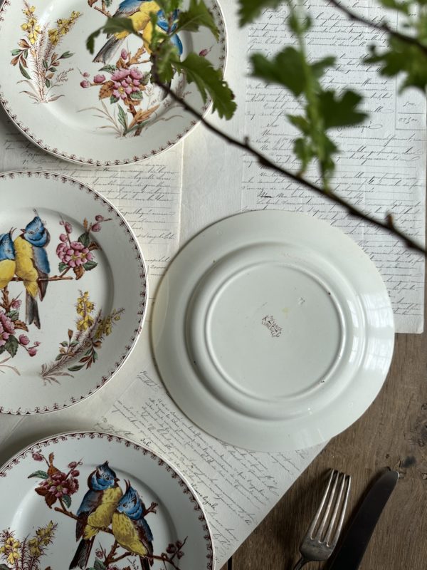Suite de 4 assiettes à dessert Lunéville modèle Mésange – Image 5