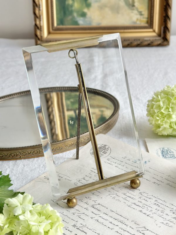Cadre verre biseauté et laiton Napoléon III - 11 x 16cm