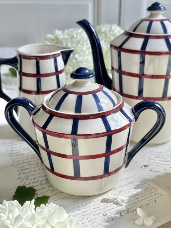Ensemble cafetière/théière, sucrier et pot à lait Creil et Montereau HBCM modèle Béarn – Image 2
